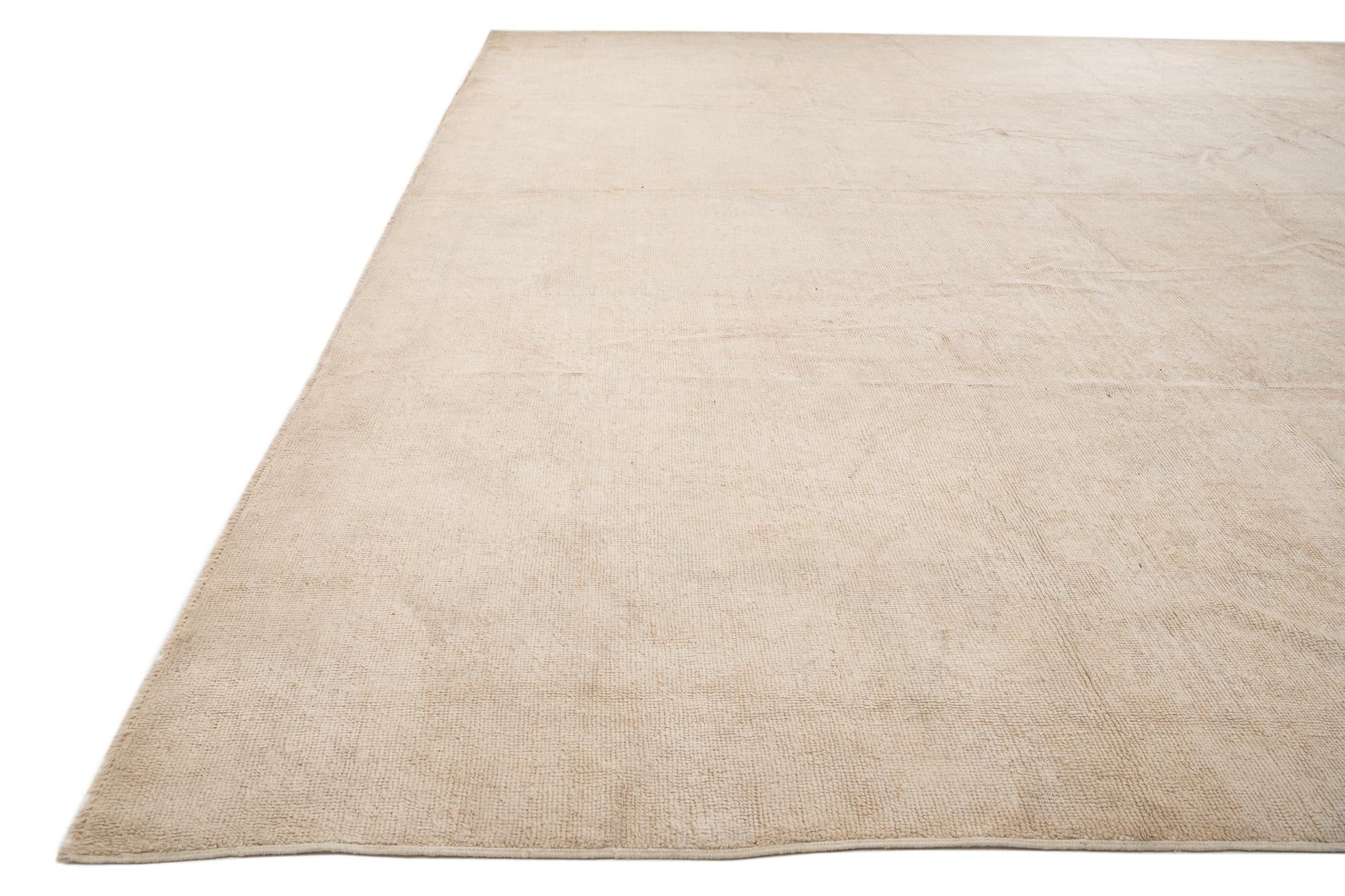 12' 3 x 14' 9 Hand Knotted Oushak Wool Rug