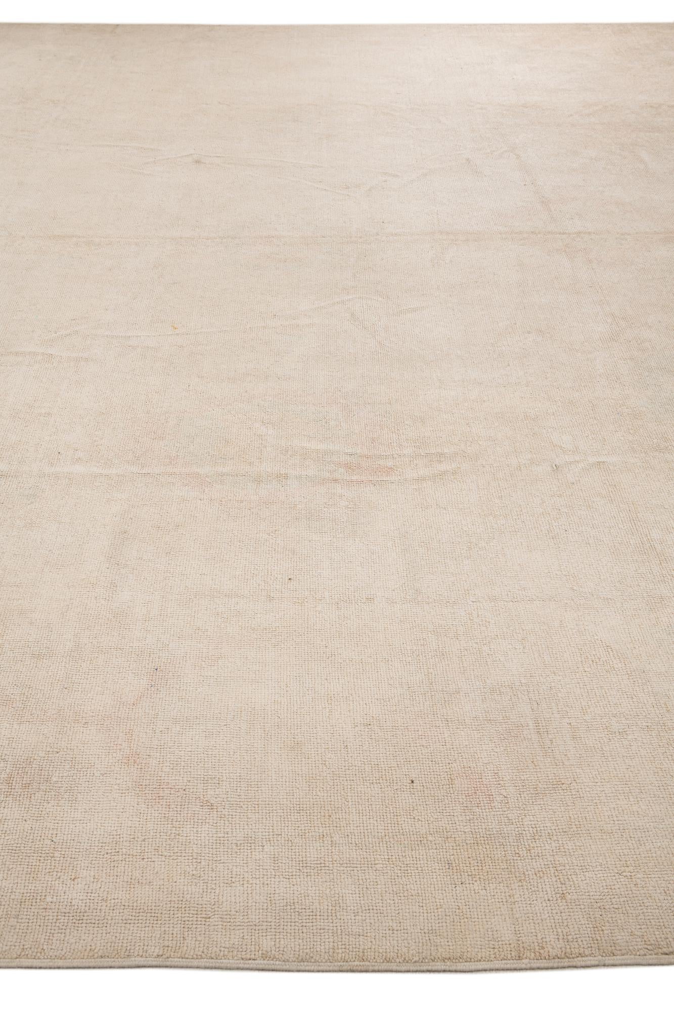 12' 3 x 14' 9 Hand Knotted Oushak Wool Rug