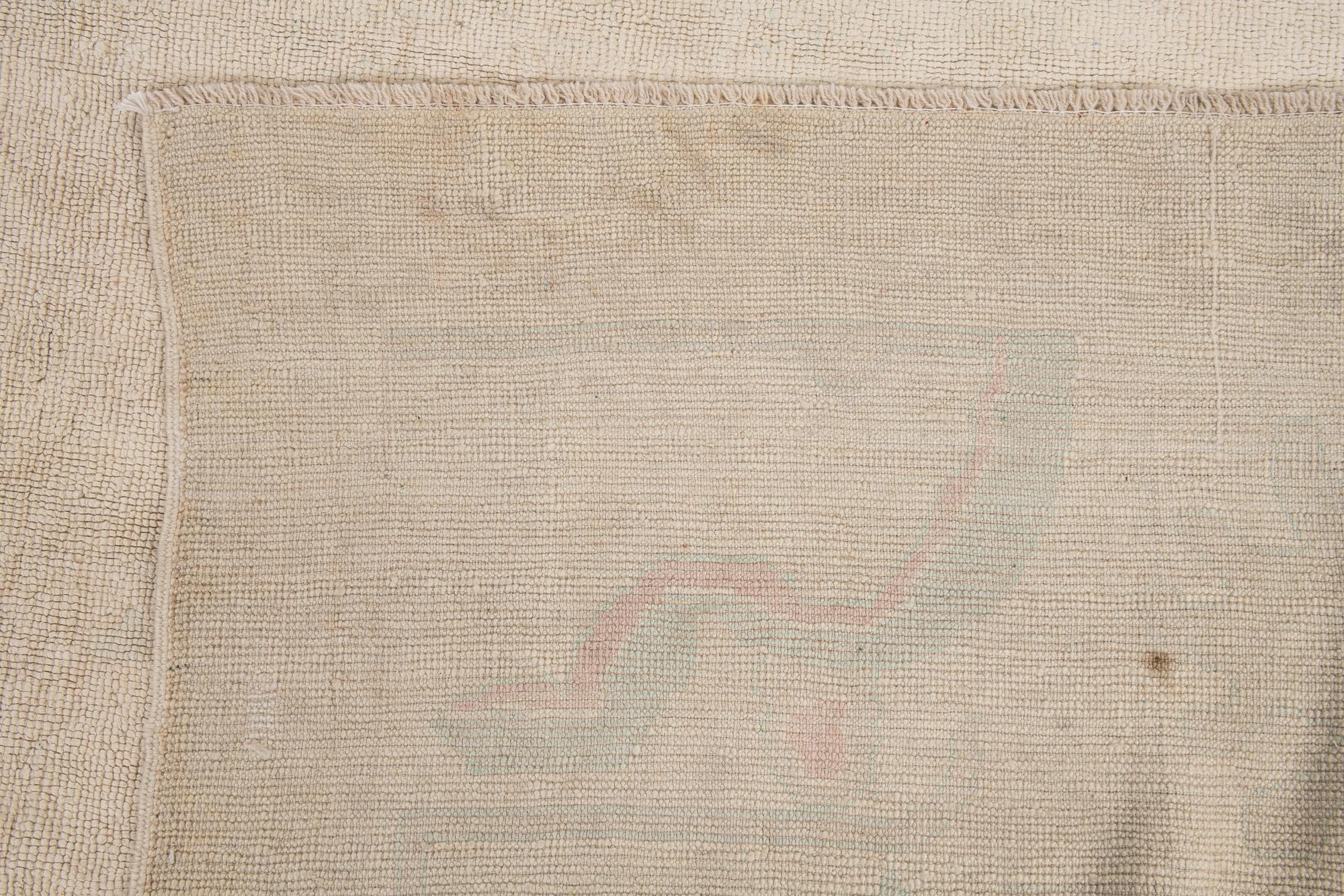 12' 3 x 14' 9 Hand Knotted Oushak Wool Rug