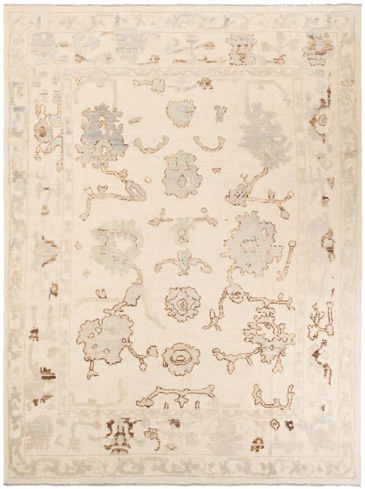 9' 2 x 12' 1 Hand Knotted Oushak Wool Rug