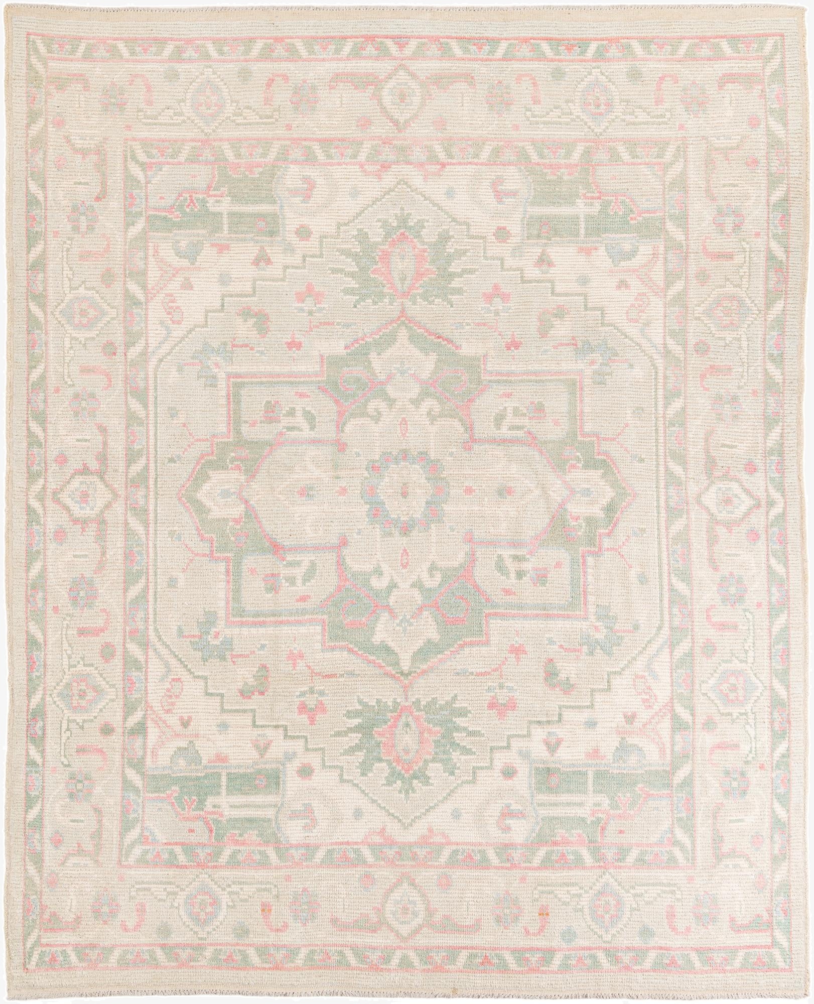 8' 7 x 10' 5  Hand Knotted Oushak Wool Rug