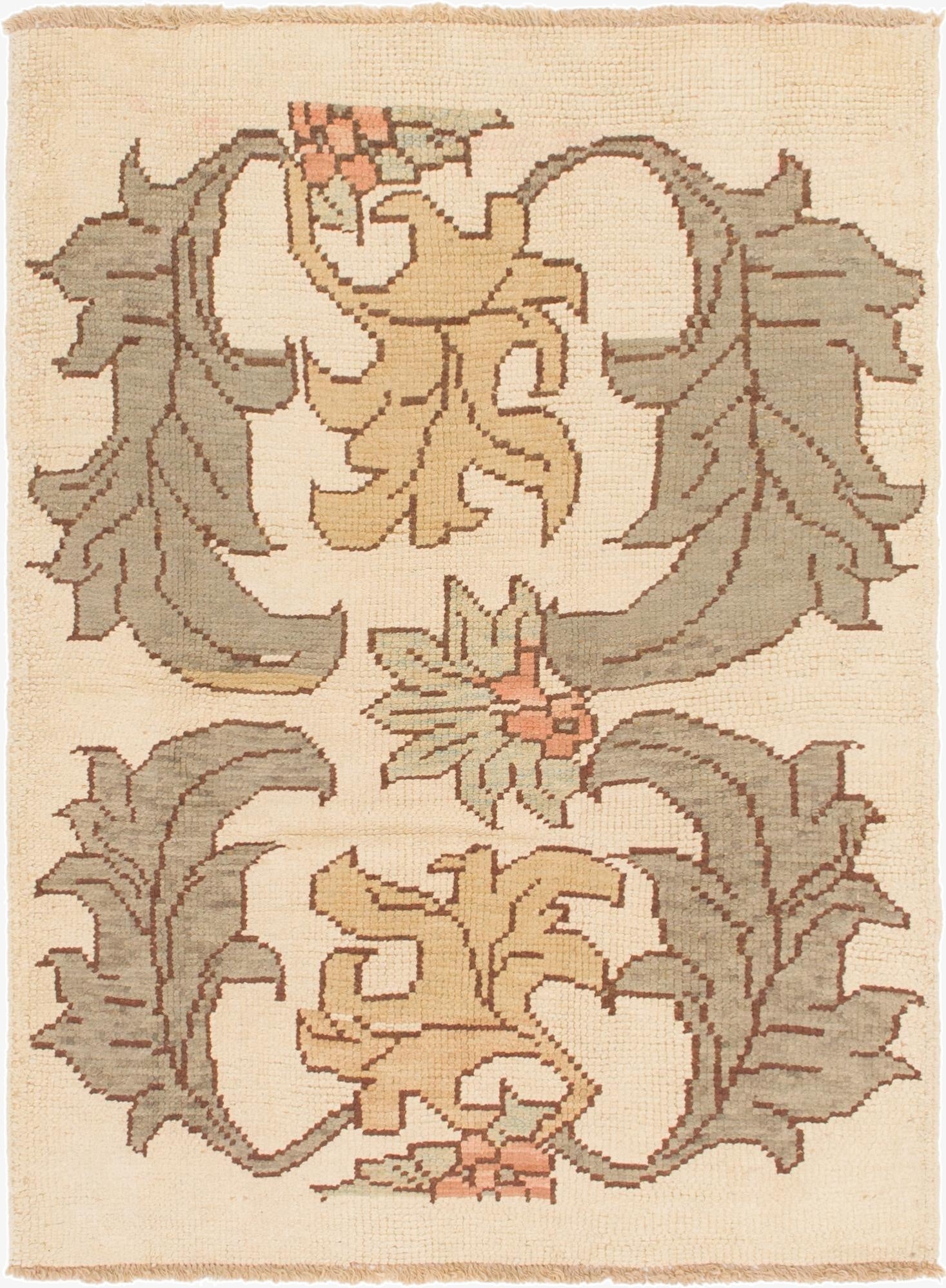 4' 2 x 6' 7  Hand Knotted Oushak Wool Rug