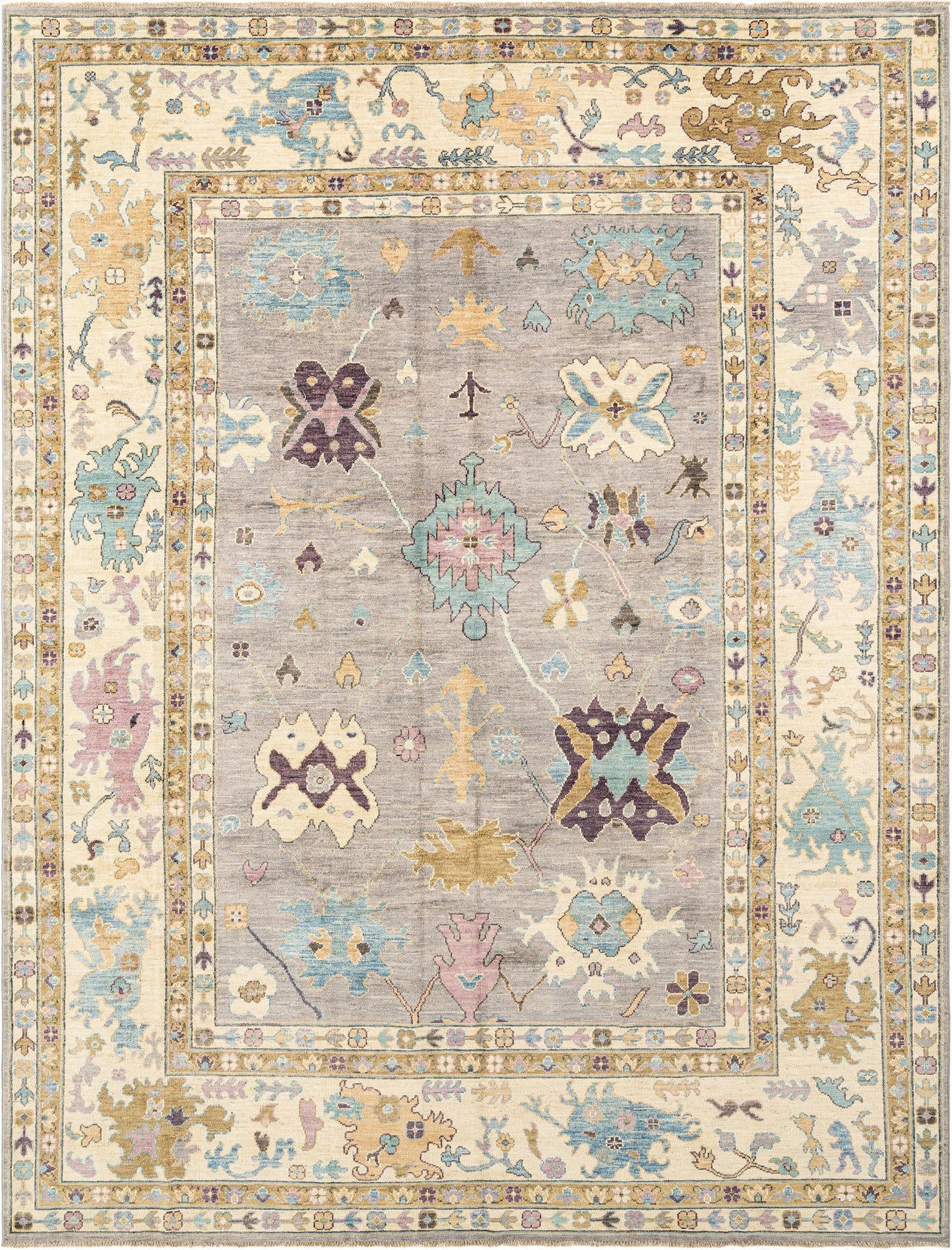 9' 1 x 11' 11  Hand Knotted Oushak Rug