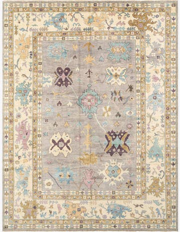 9' 1 x 11' 11 Hand Knotted Oushak Rug