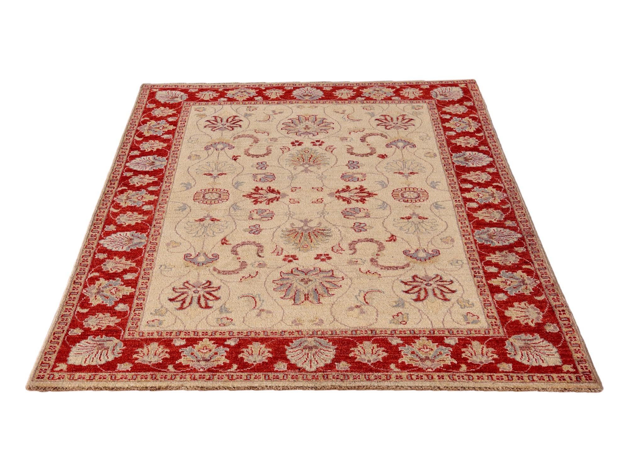 4' 3 x 6' Hand Knotted Pershawar Ziegler Rug
