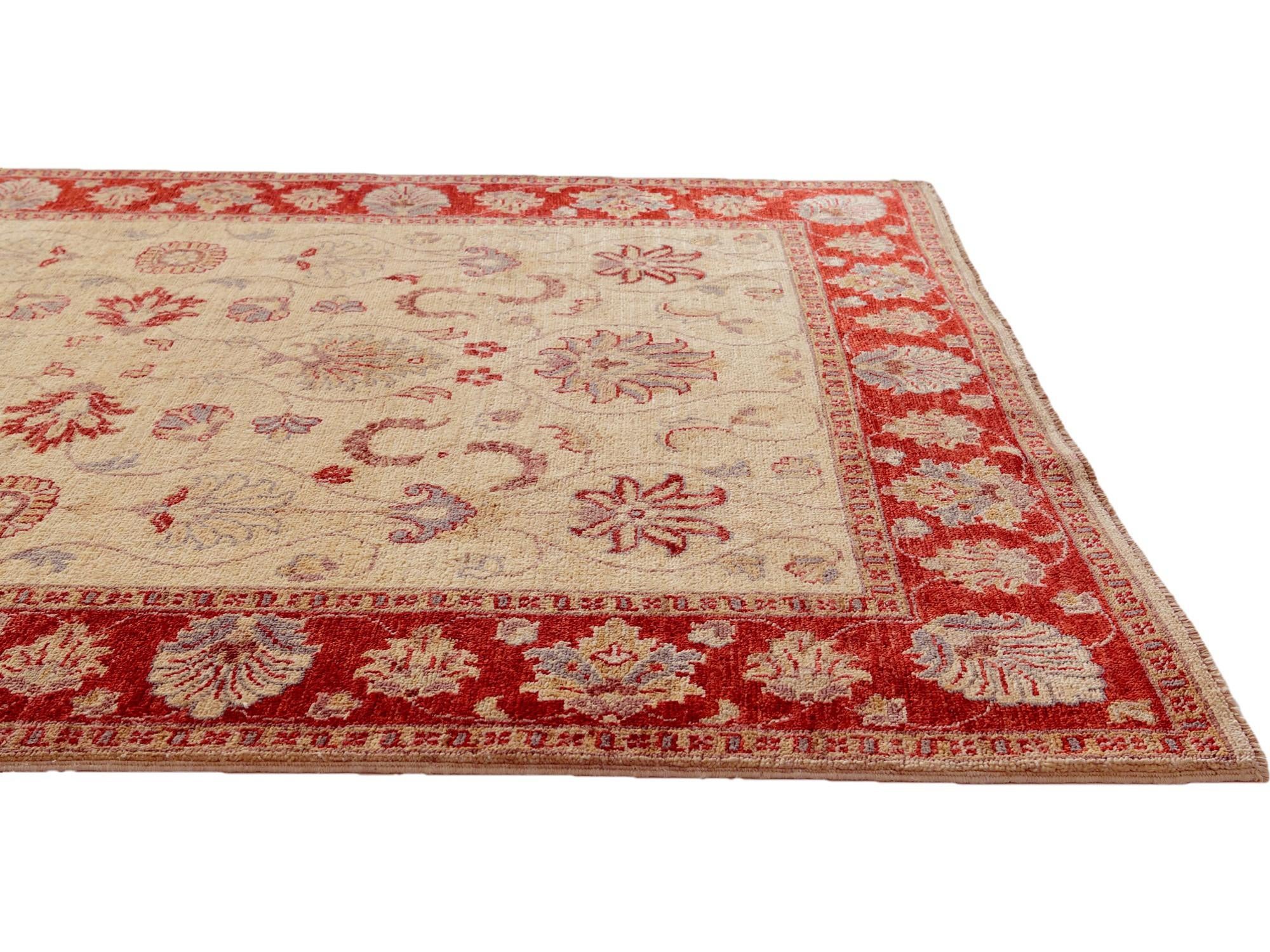 4' 3 x 6' Hand Knotted Pershawar Ziegler Rug