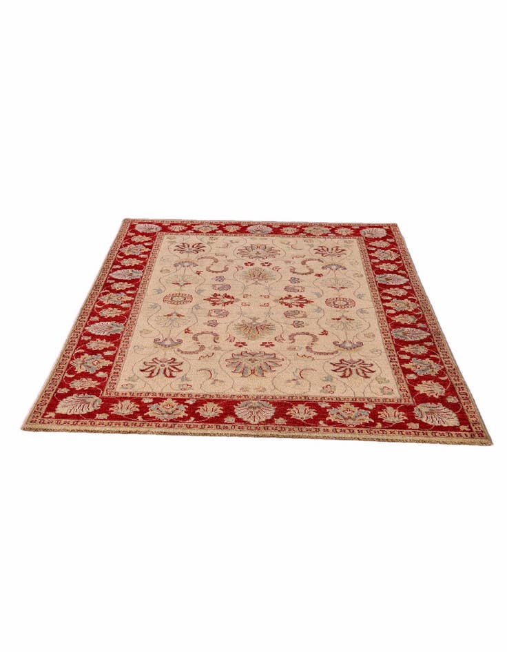 Detail image of 4' 3 x 6' Hand Knotted Pershawar Ziegler Rug