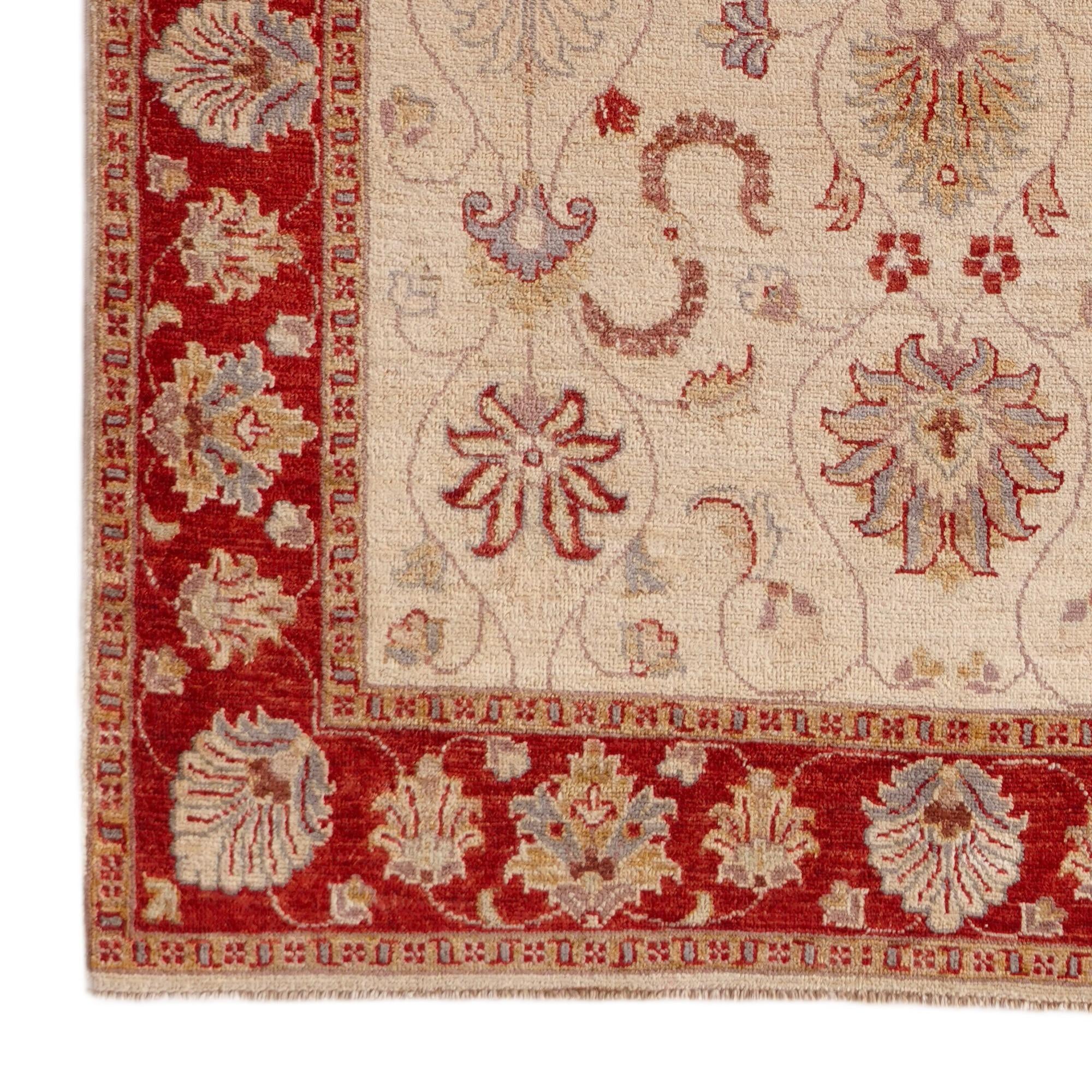 4' 3 x 6' Hand Knotted Pershawar Ziegler Rug