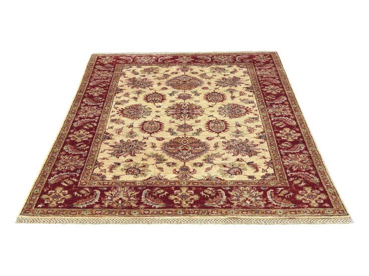 Detail image of 4' 2 x 6' 3 Hand Knotted Pershawar Ziegler Rug