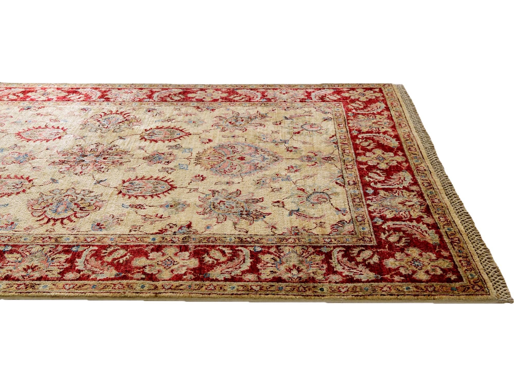 4' 2 x 6' 3 Hand Knotted Pershawar Ziegler Rug