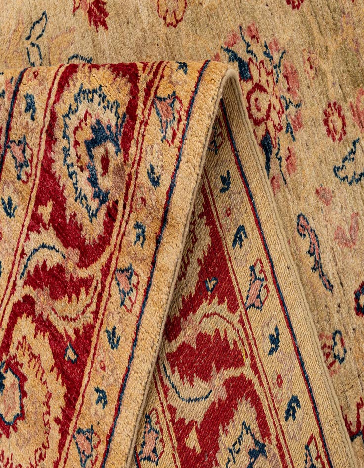Detail image of 6' 4 x 9' 6  Hand Knotted Peshawar Ziegler Wool Rug