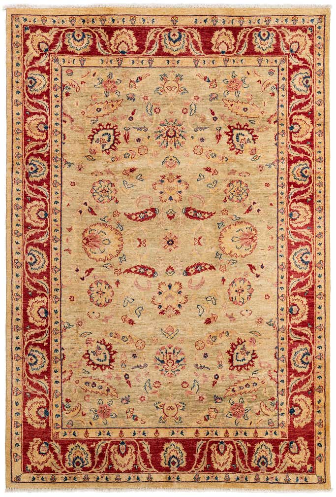 6' 4 x 9' 6 Hand Knotted Peshawar Ziegler Wool Rug