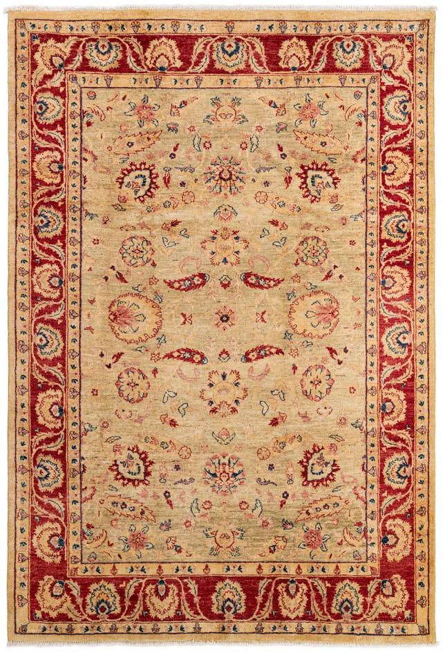 Detail image of 6' 4 x 9' 6 Hand Knotted Peshawar Ziegler Wool Rug