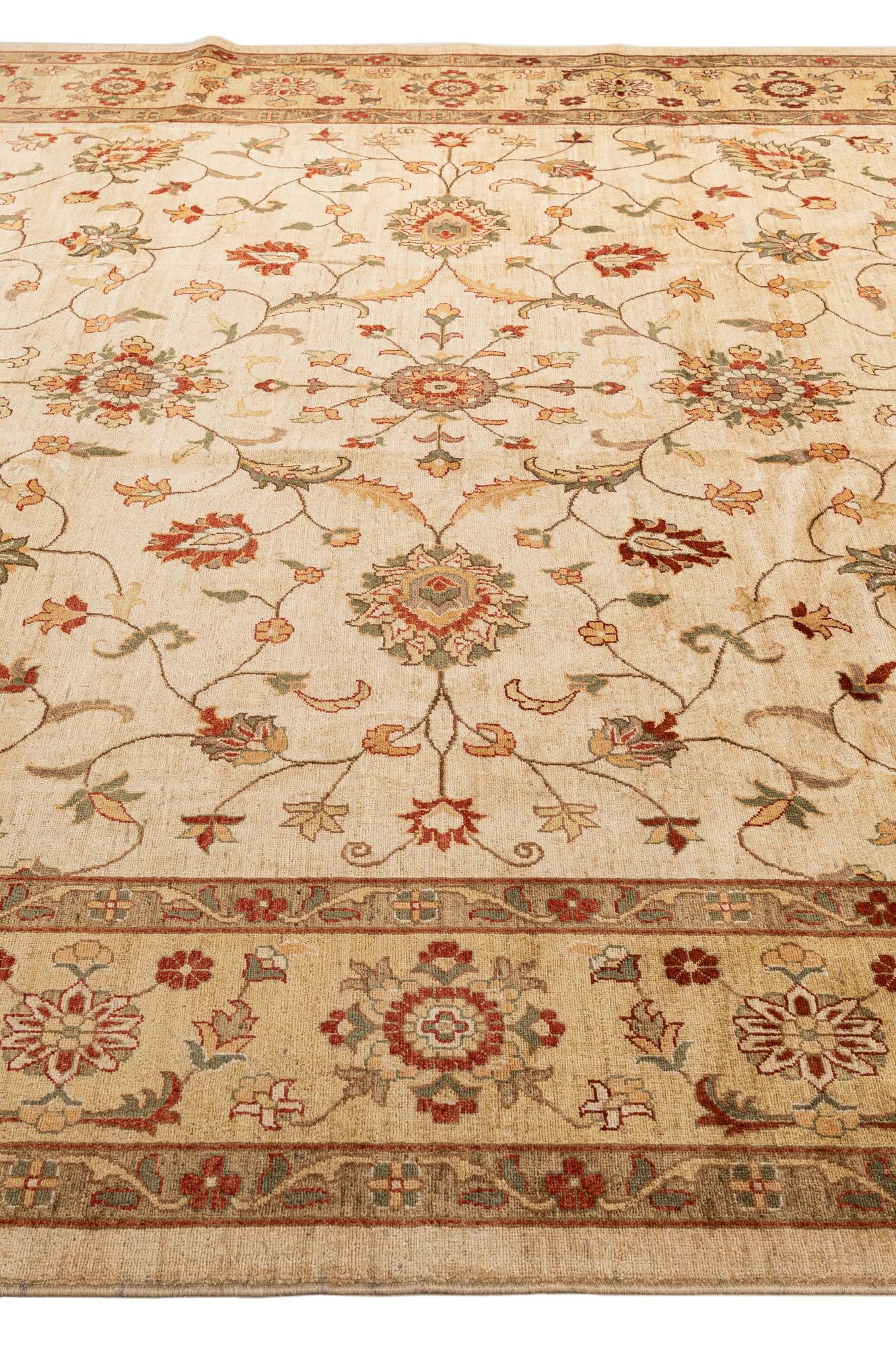 12' 1 x 17' 8 Hand Knotted Peshawar Ziegler Rug
