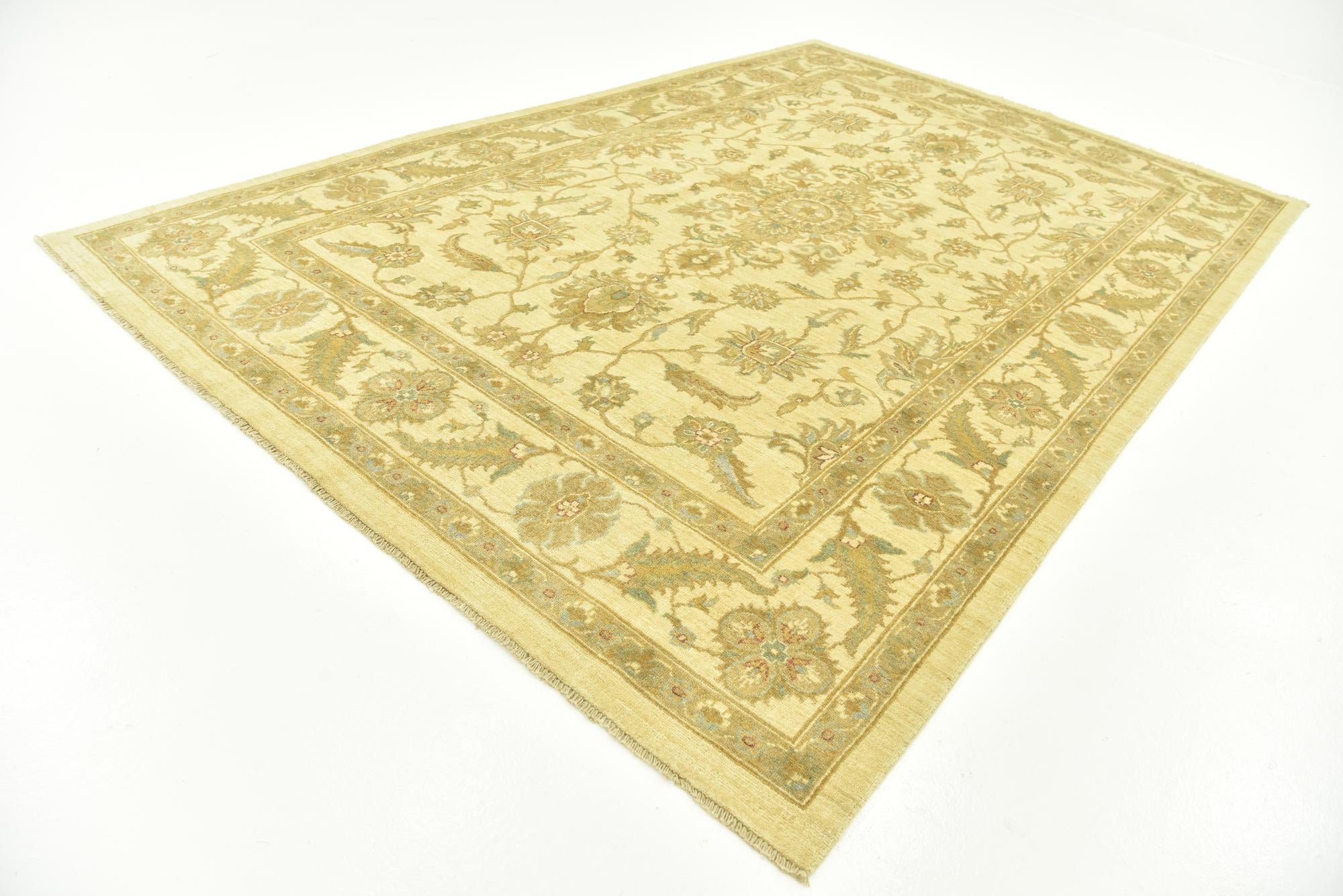 6' 7 x 10' Hand Knotted Peshawar Ziegler Rug