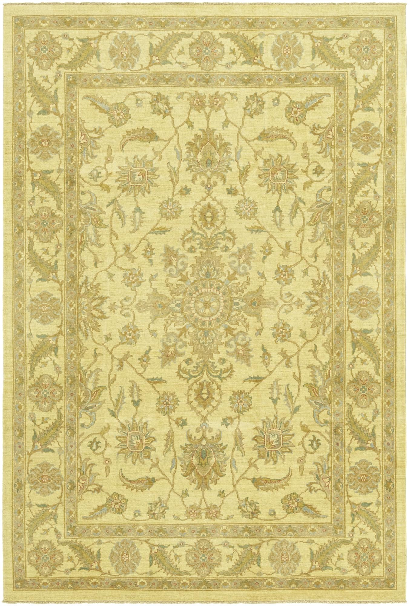 6' 7 x 10' Hand Knotted Peshawar Ziegler Rug