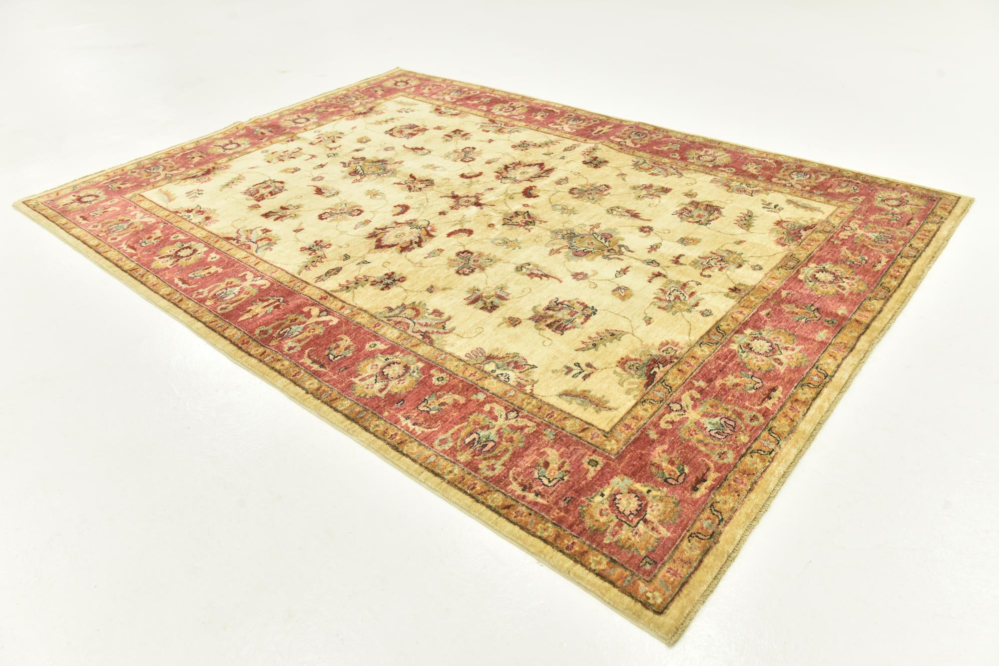 5' 7 x 8' Hand Knotted Peshawar Ziegler Rug