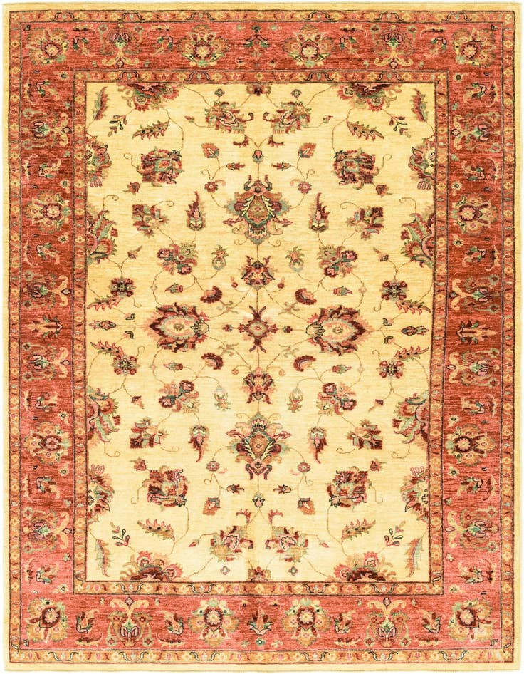 Detail image of 5' 7 x 8' Hand Knotted Peshawar Ziegler Rug
