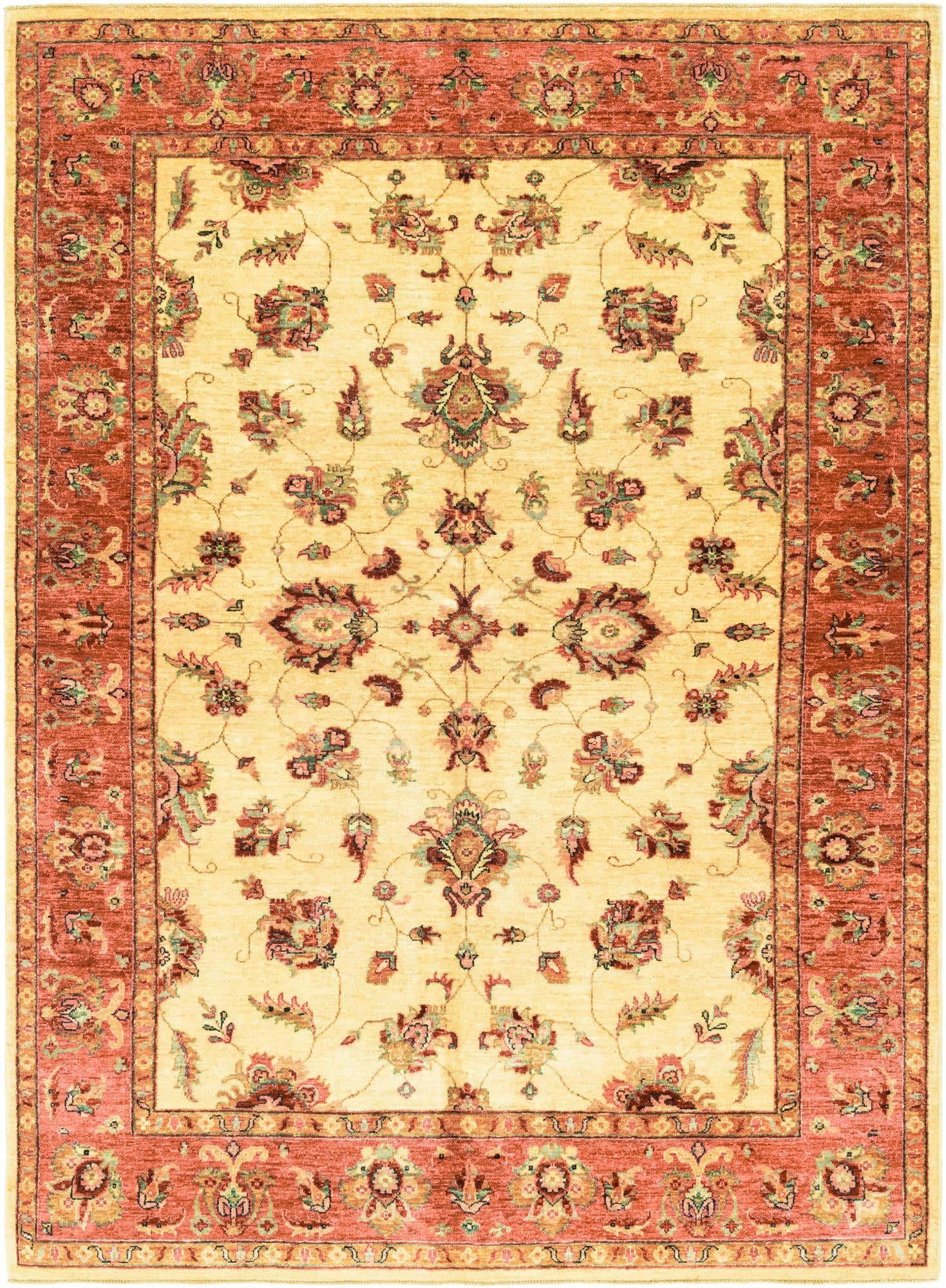 5' 7 x 8' Hand Knotted Peshawar Ziegler Rug