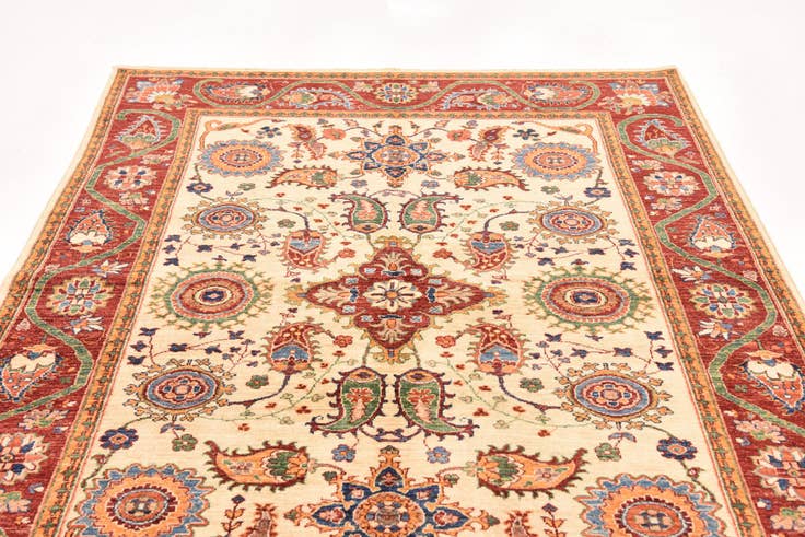 Detail image of 5' 6 x 7' 10 Hand Knotted Peshawar Ziegler Rug