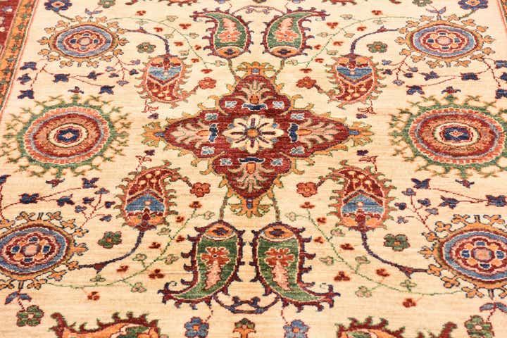 5' 6 x 7' 10 Hand Knotted Peshawar Ziegler Rug