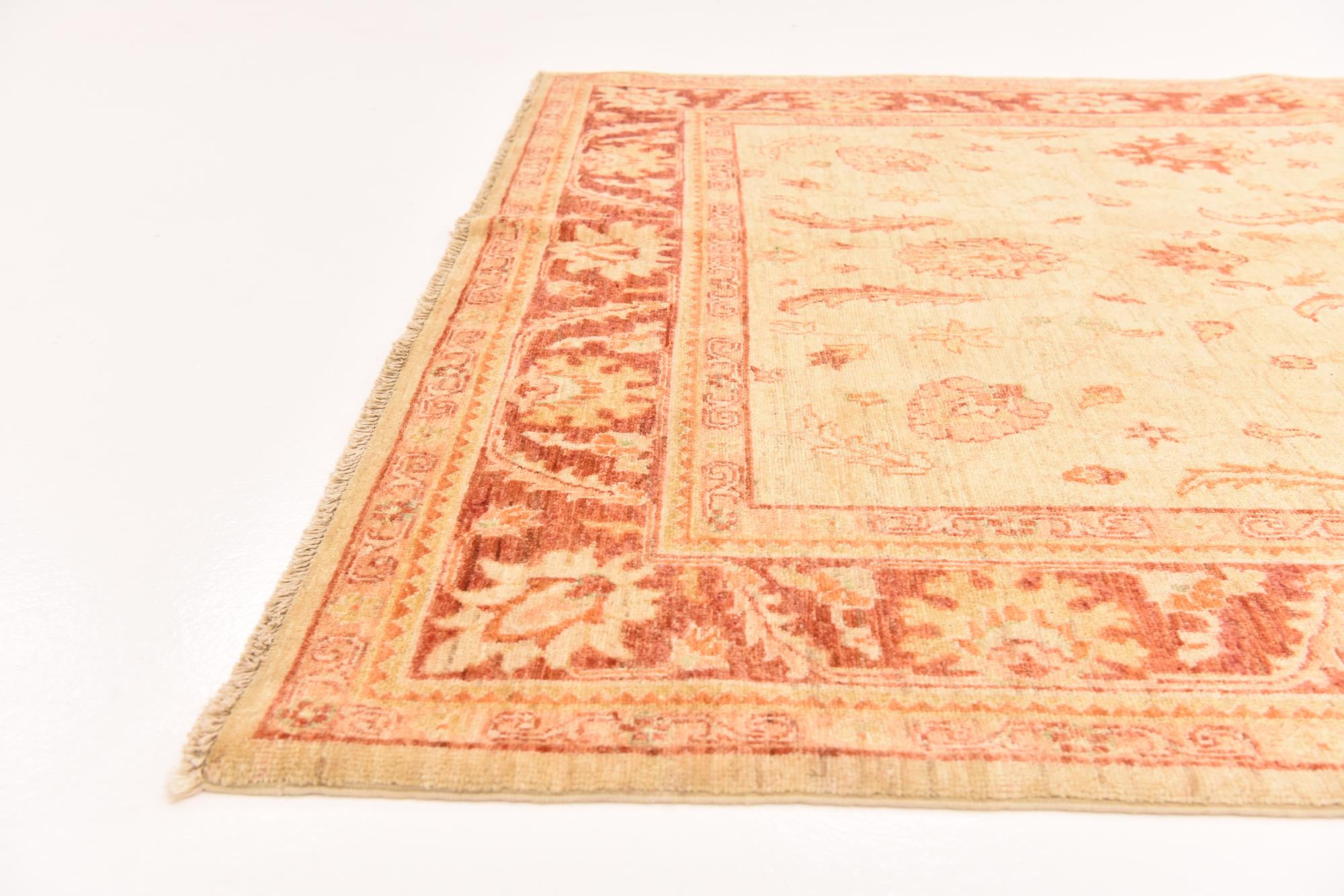 5' 7 x 8' Hand Knotted Peshawar Ziegler Rug