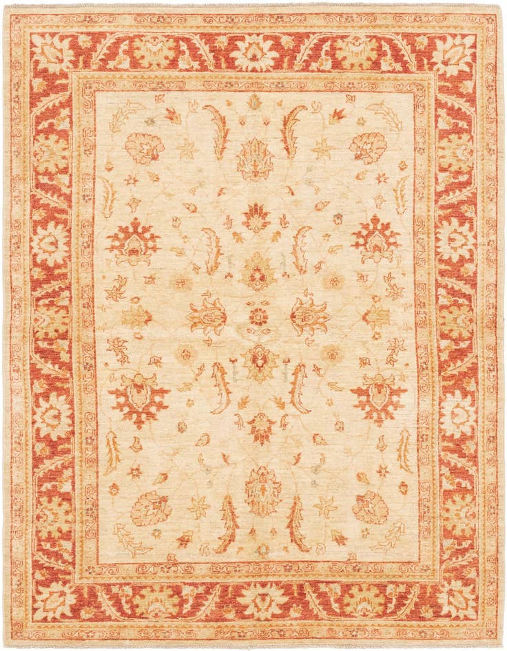 Detail image of 5' 7 x 8' Hand Knotted Peshawar Ziegler Rug