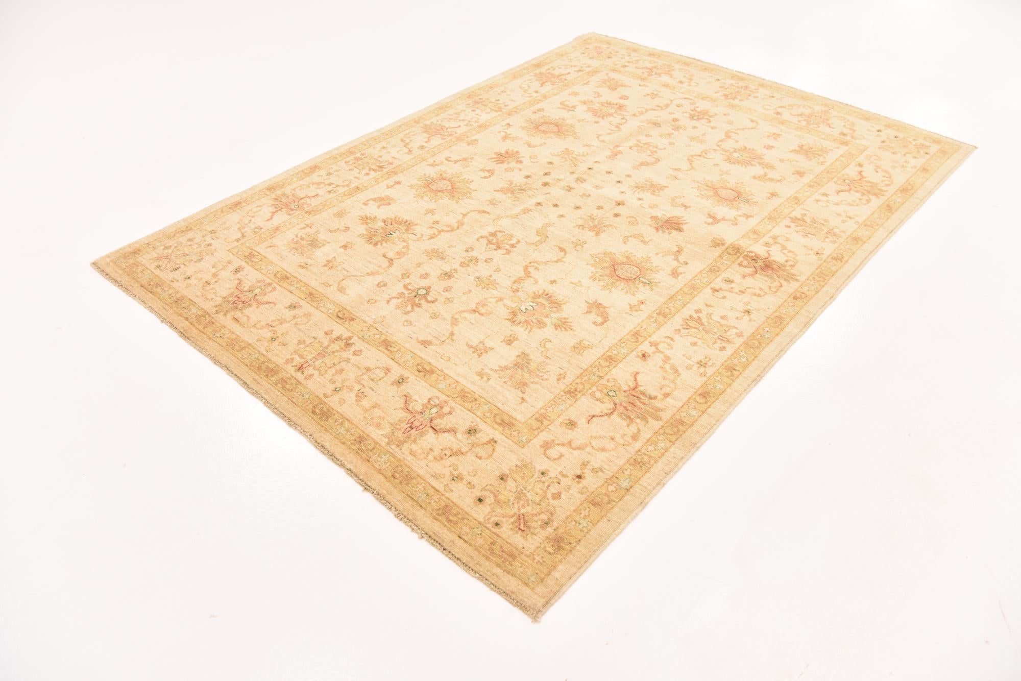 5' 8 x 8' Hand Knotted Peshawar Ziegler Rug