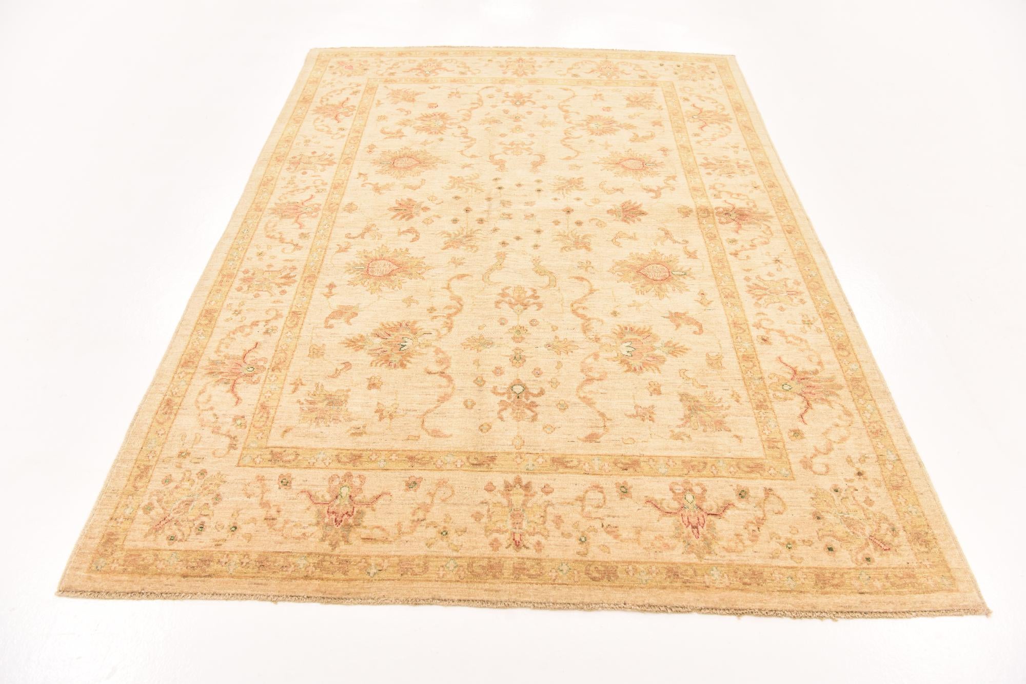 5' 8 x 8' Hand Knotted Peshawar Ziegler Rug