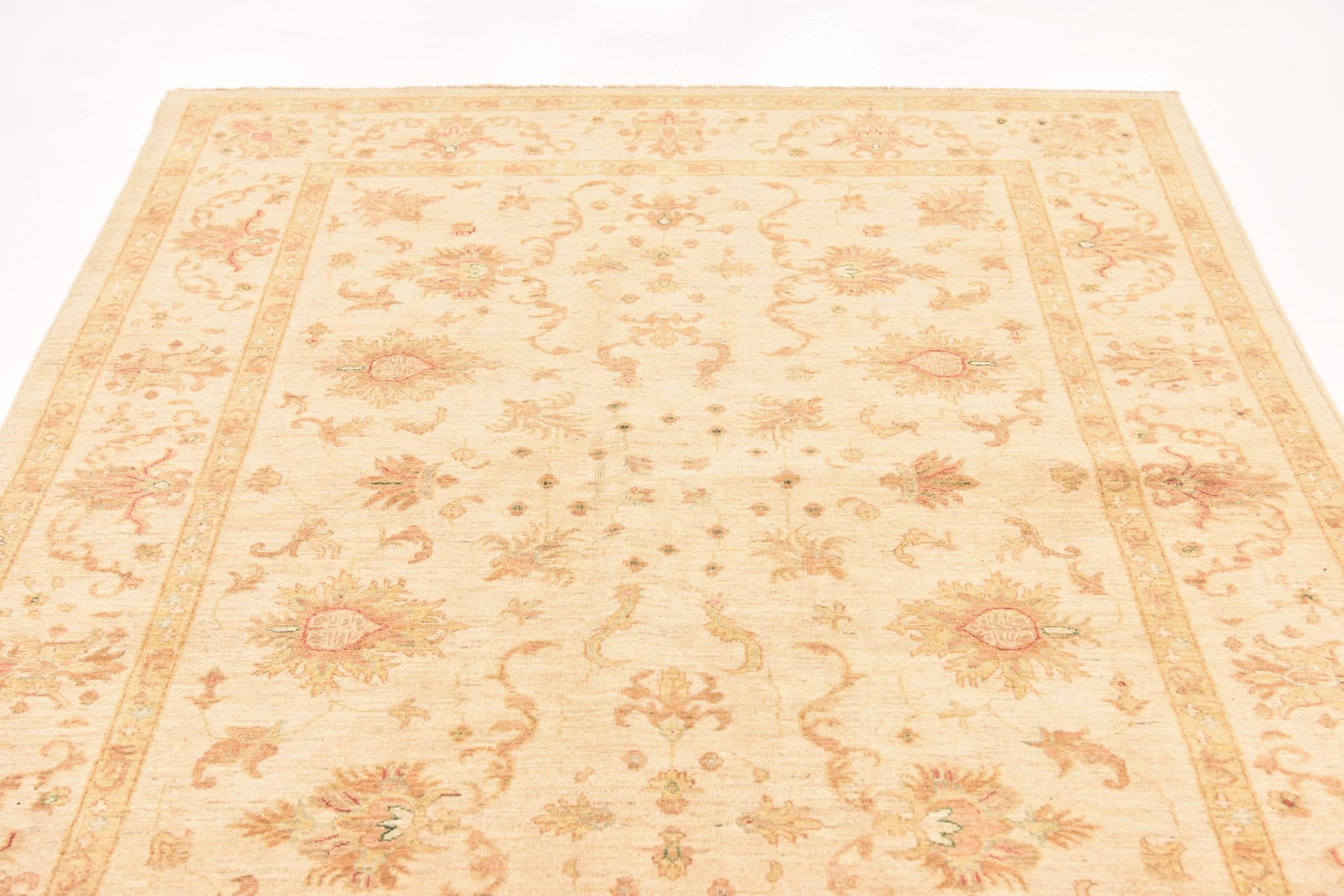 5' 8 x 8' Hand Knotted Peshawar Ziegler Rug