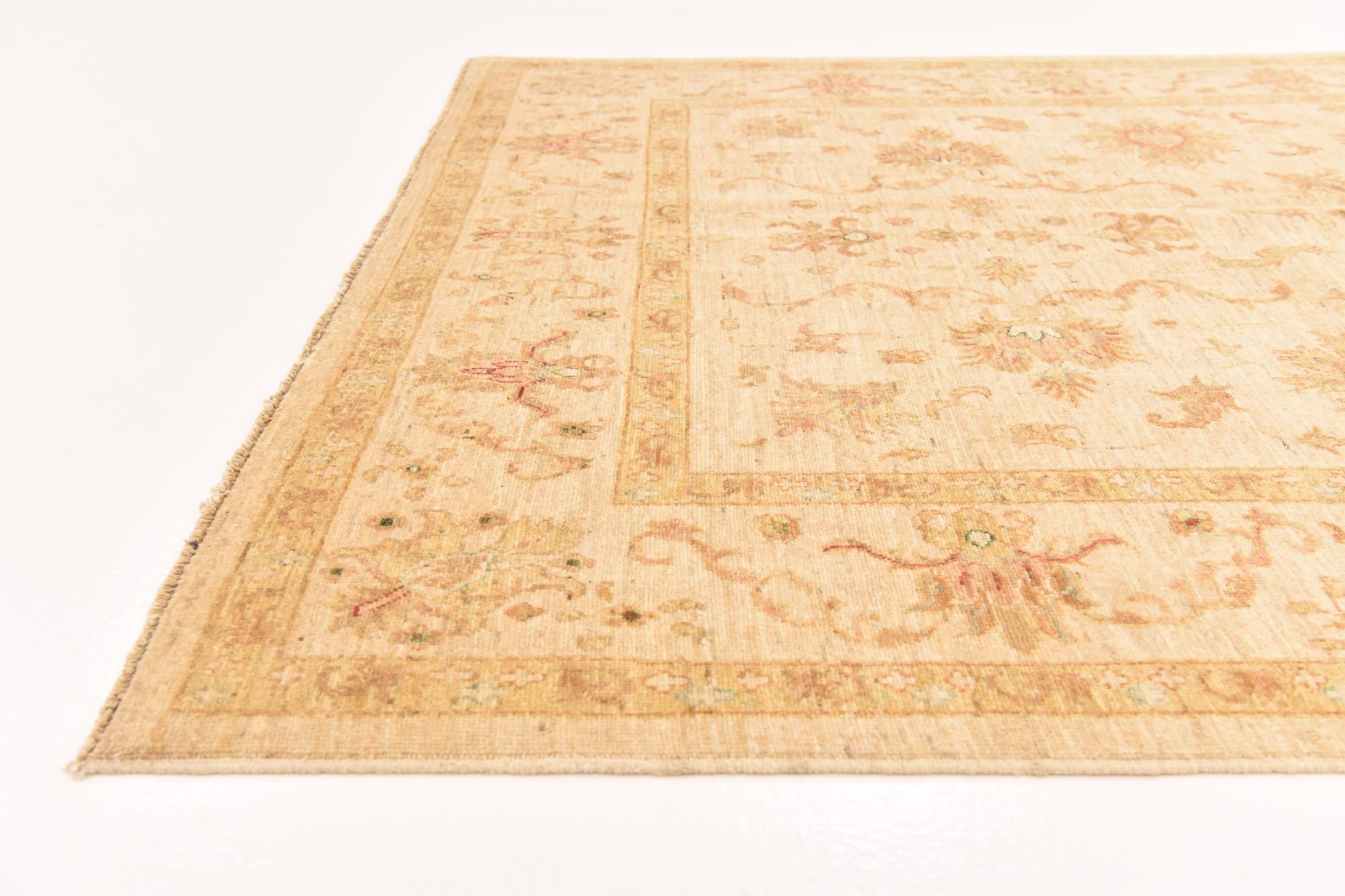 5' 8 x 8' Hand Knotted Peshawar Ziegler Rug