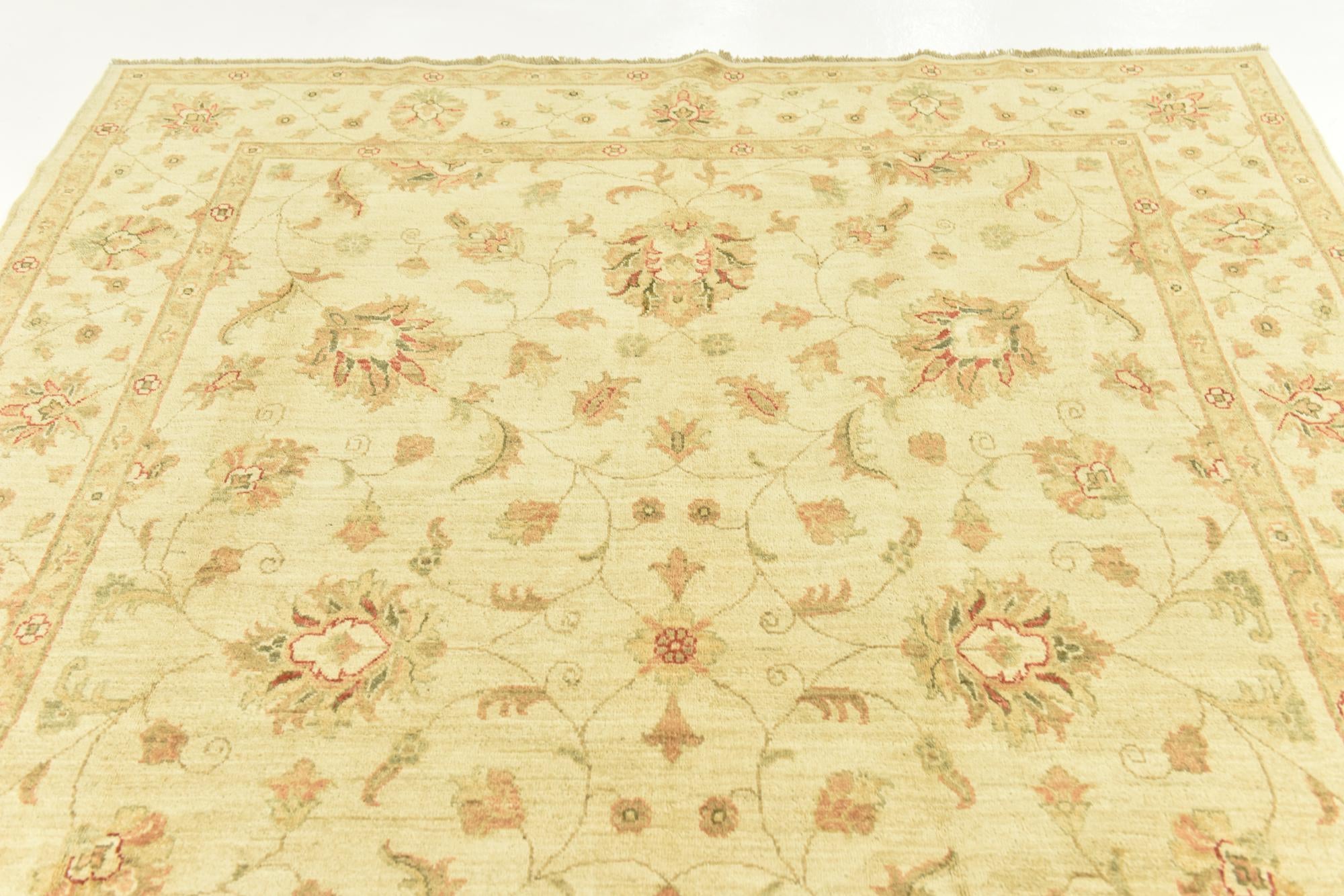 6' 6 x 9' Hand Knotted Peshawar Ziegler Rug