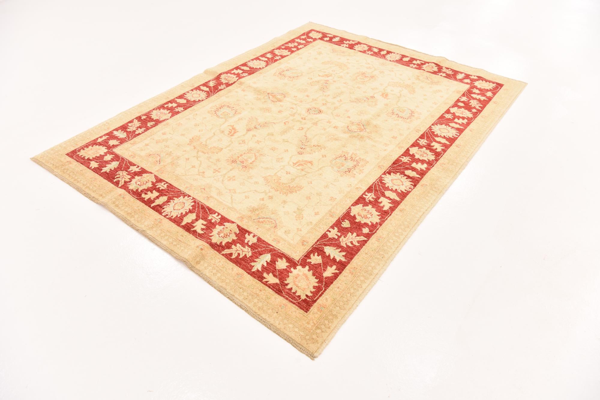 5' 9 x 7' 8 Hand Knotted Peshawar Ziegler Rug