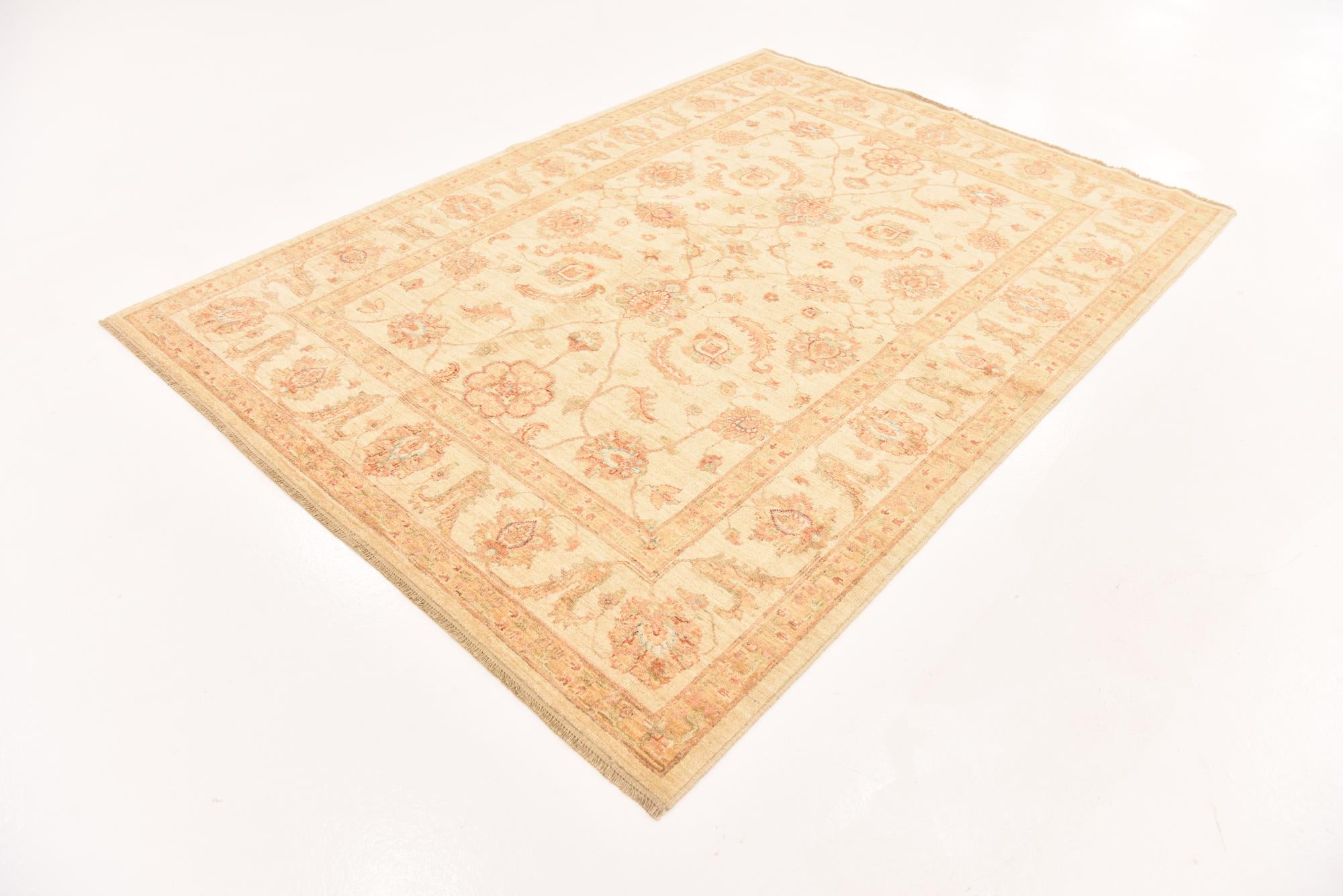 5' 9 x 8' 2 Hand Knotted Peshawar Ziegler Rug