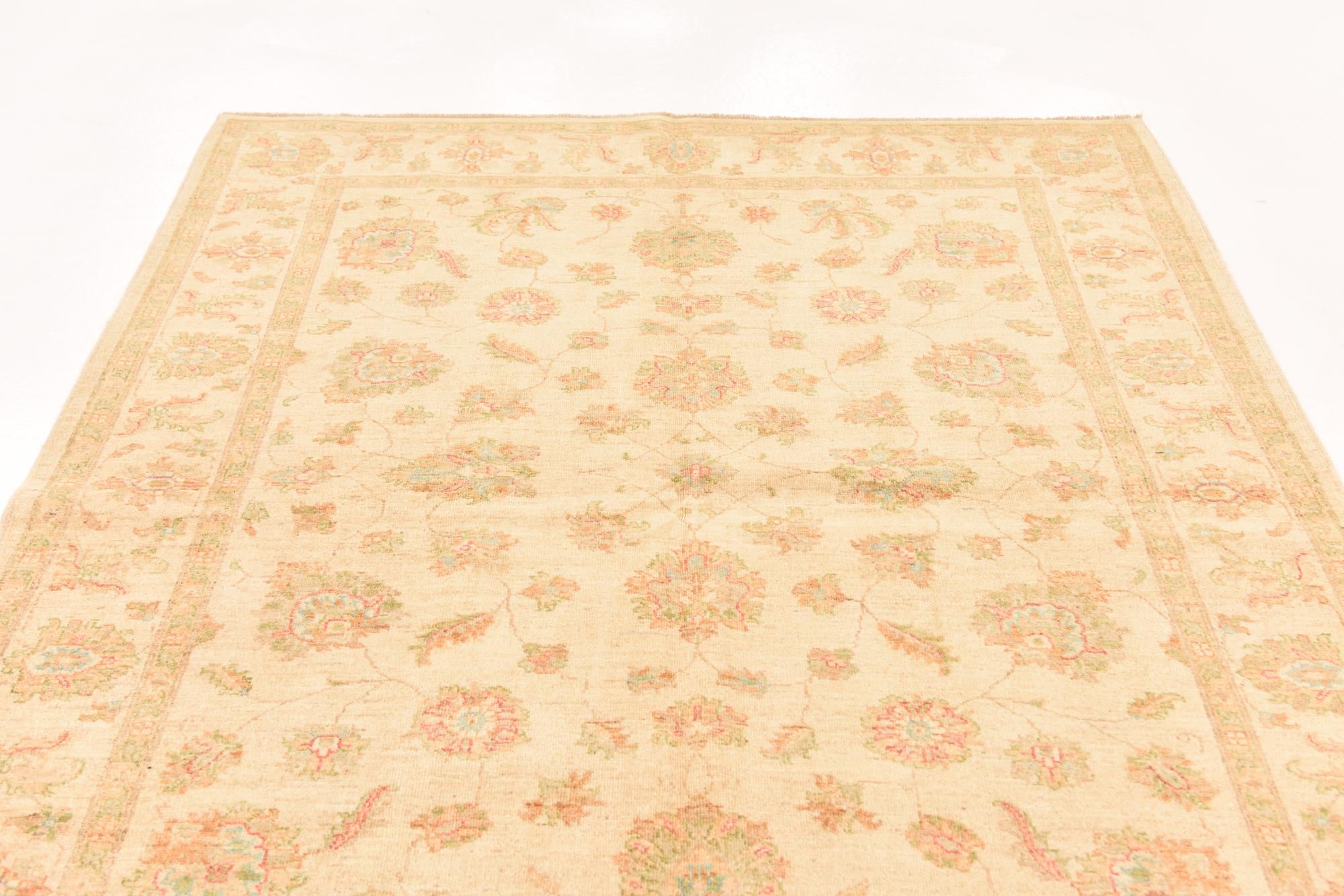 5' 7 x 7' 9 Hand Knotted Peshawar Ziegler Rug
