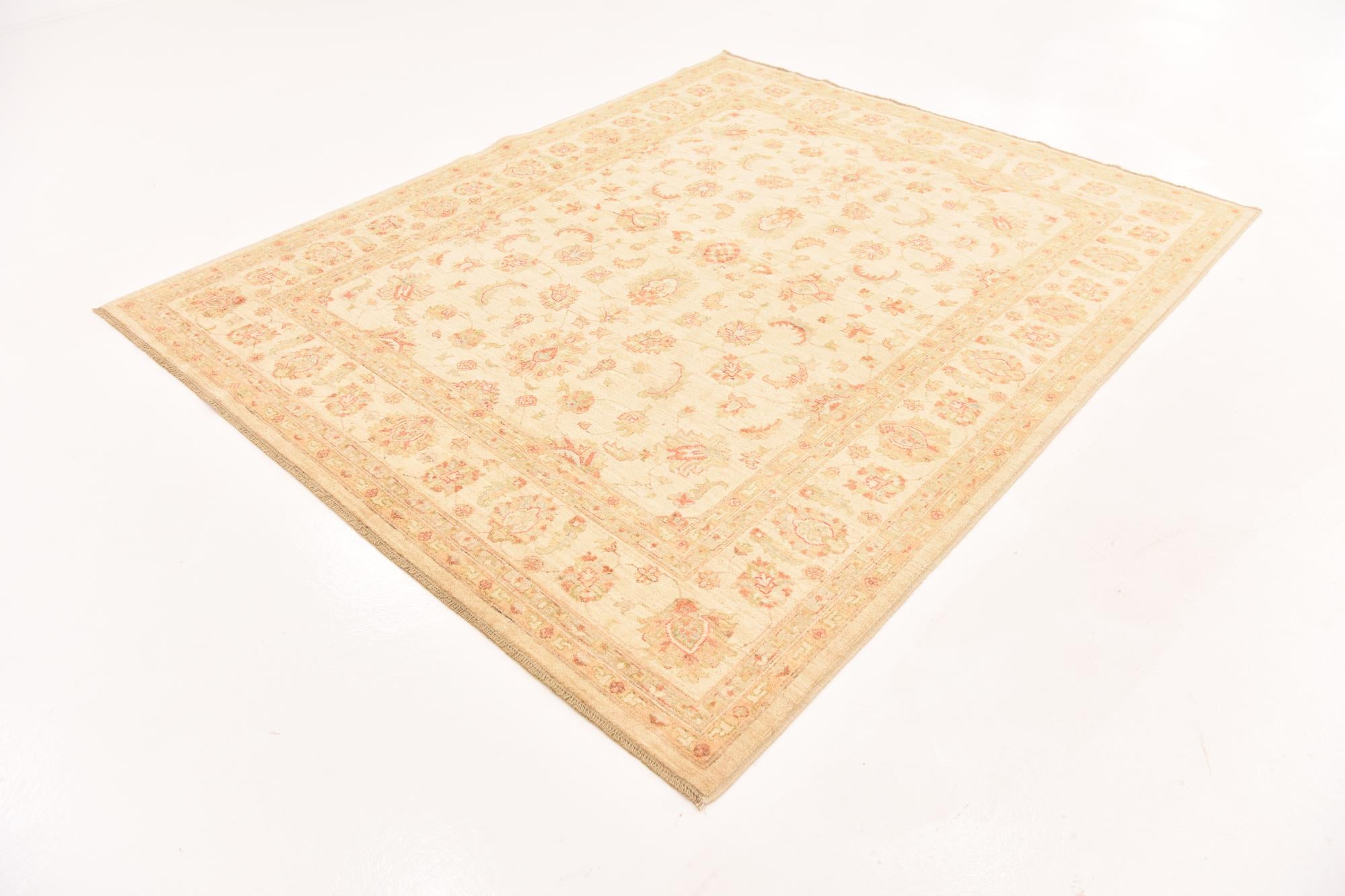 6' 8 x 8' 3 Hand Knotted Peshawar Ziegler Rug