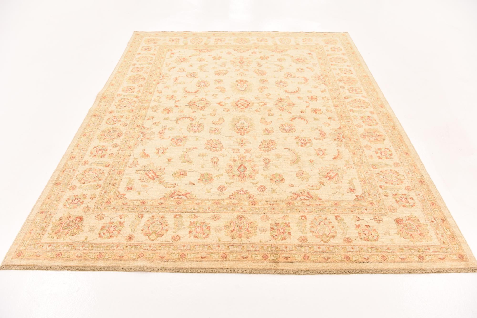 6' 8 x 8' 3 Hand Knotted Peshawar Ziegler Rug