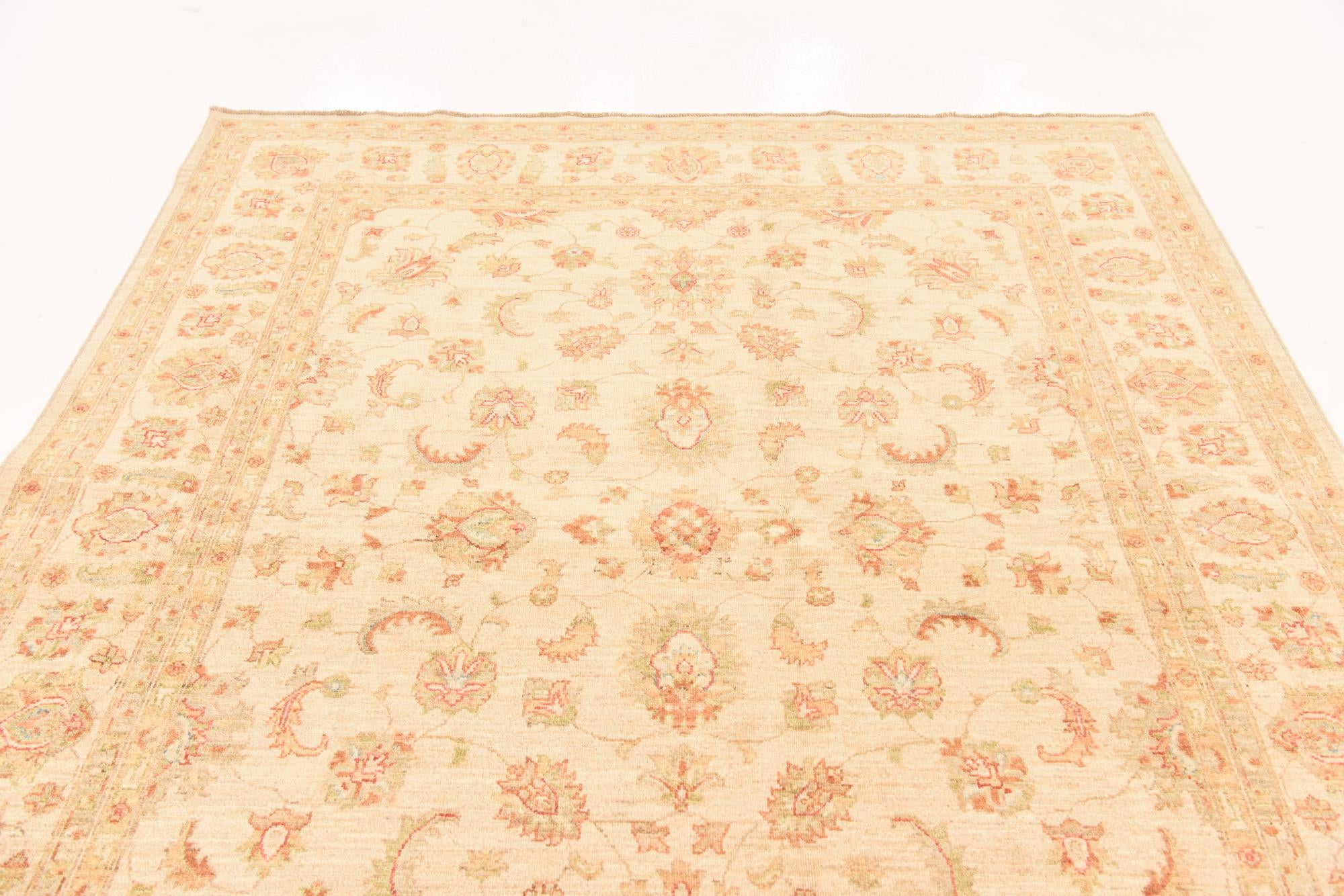 6' 8 x 8' 3 Hand Knotted Peshawar Ziegler Rug