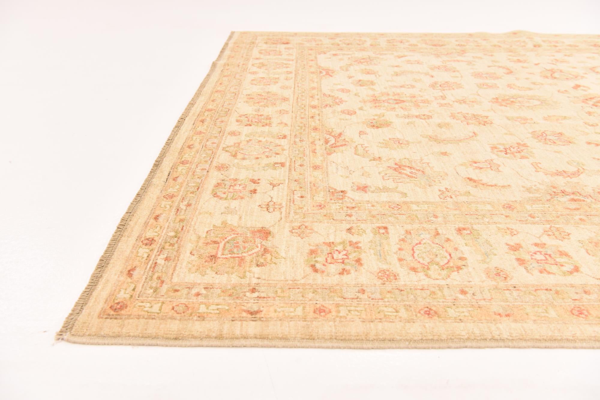 6' 8 x 8' 3 Hand Knotted Peshawar Ziegler Rug