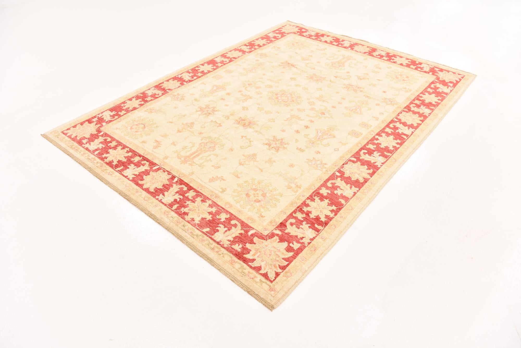 5' 10 x 7' 11 Hand Knotted Peshawar Ziegler Rug