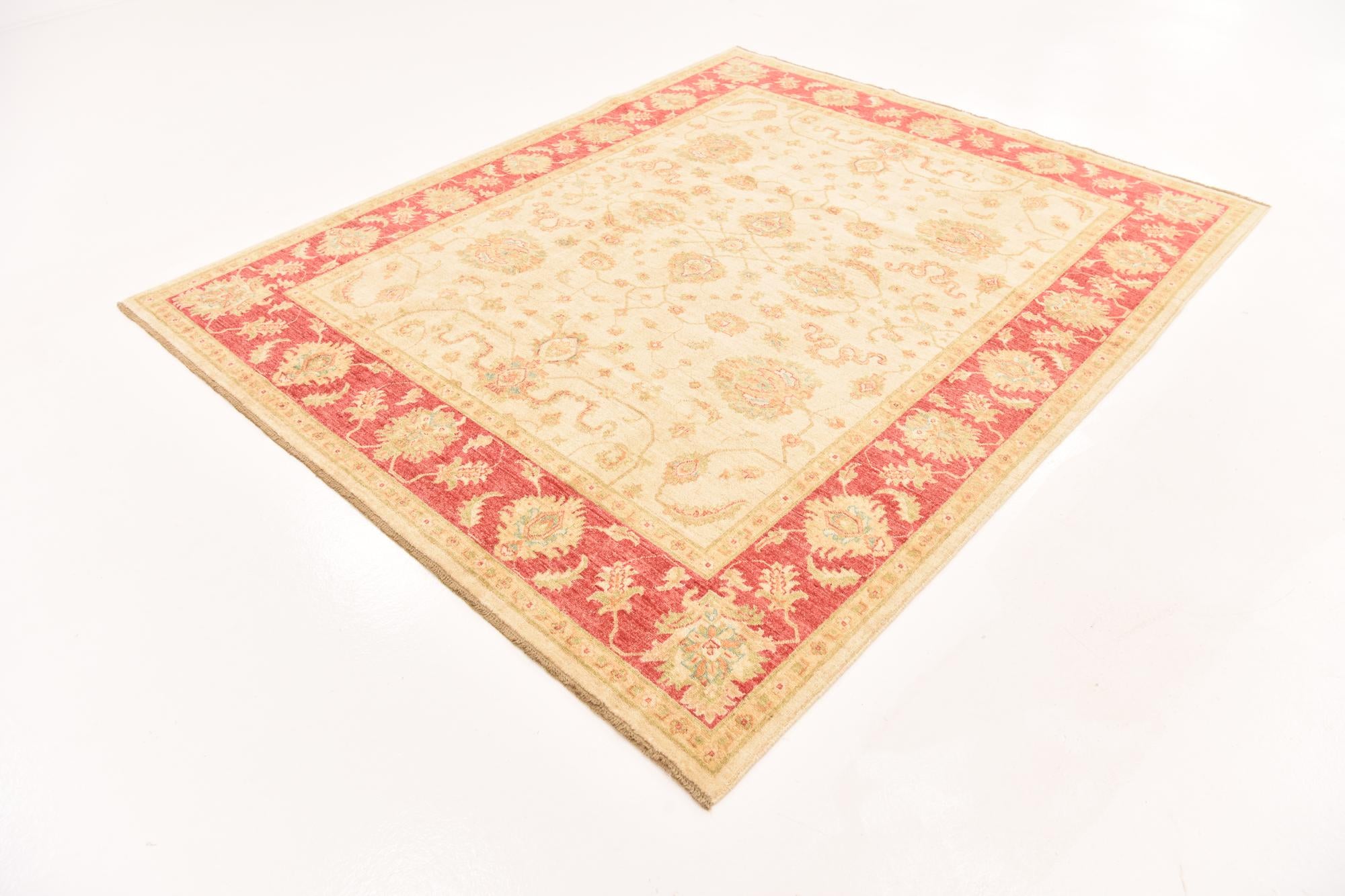 6' 7 x 8' 1 Hand Knotted Peshawar Ziegler Rug