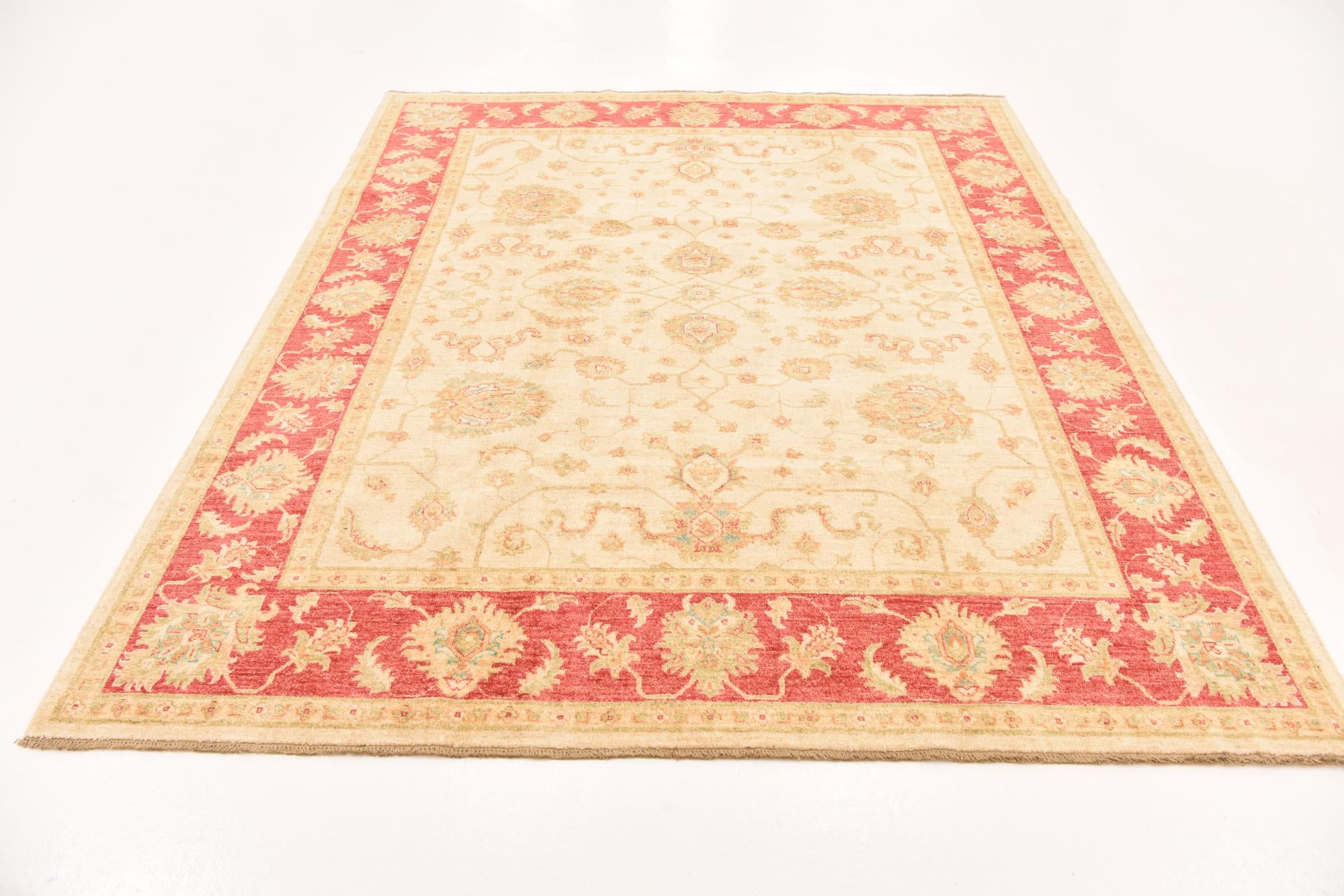 6' 7 x 8' 1 Hand Knotted Peshawar Ziegler Rug