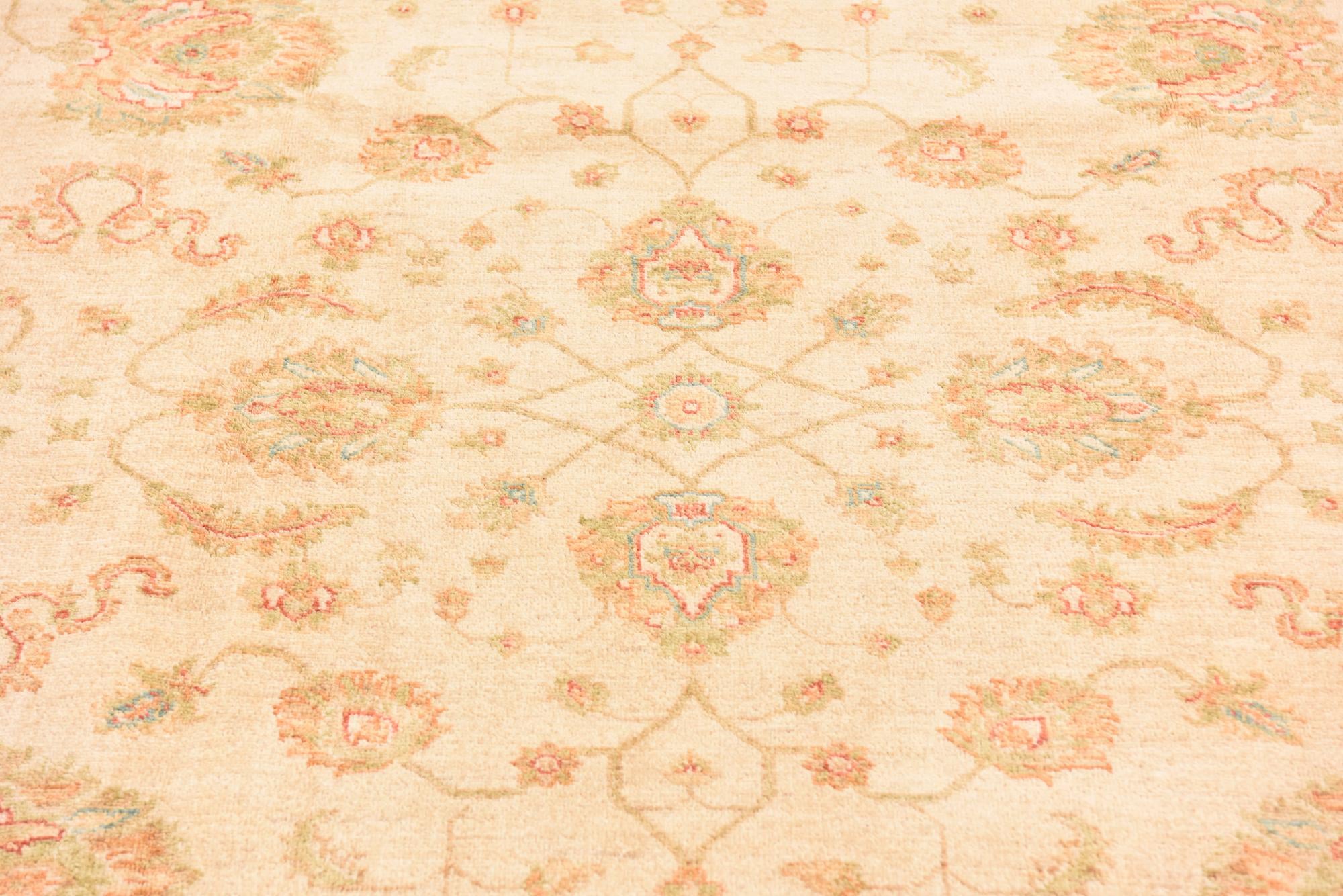 6' 7 x 8' 1 Hand Knotted Peshawar Ziegler Rug