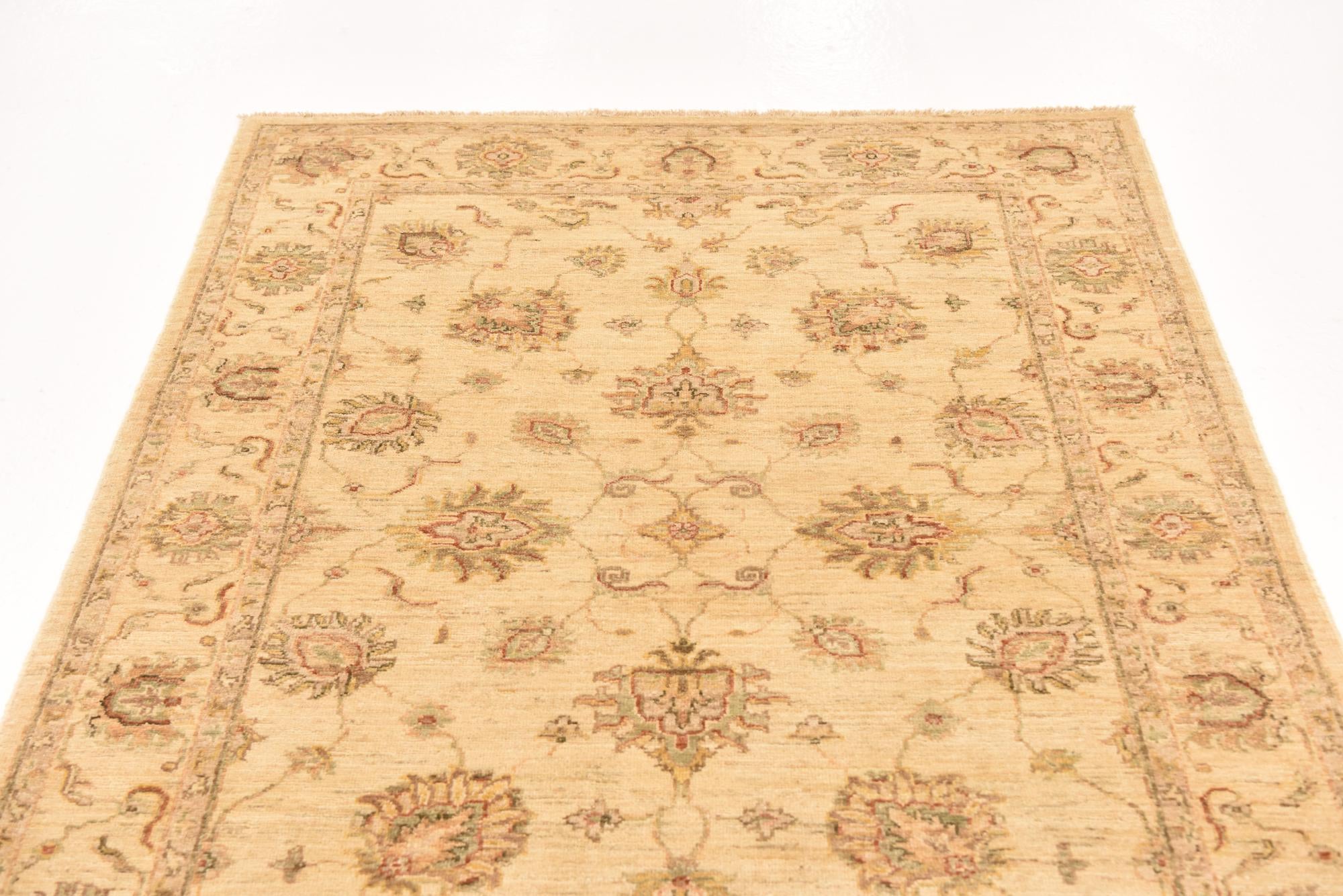 4' 1 x 6' Hand Knotted Peshawar Ziegler Rug