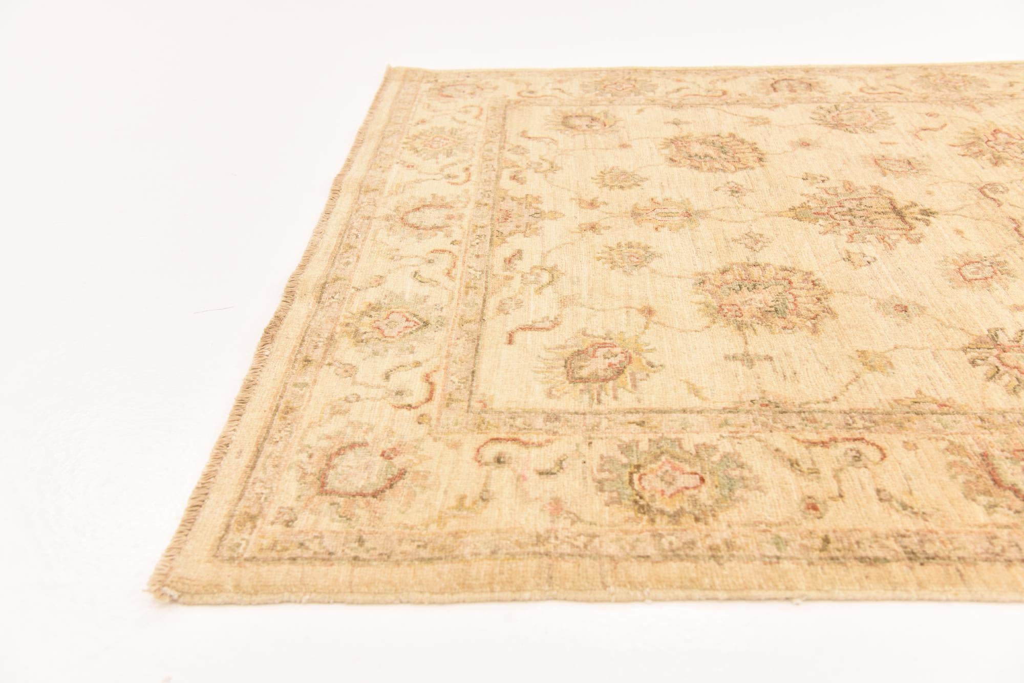 4' 1 x 6' Hand Knotted Peshawar Ziegler Rug