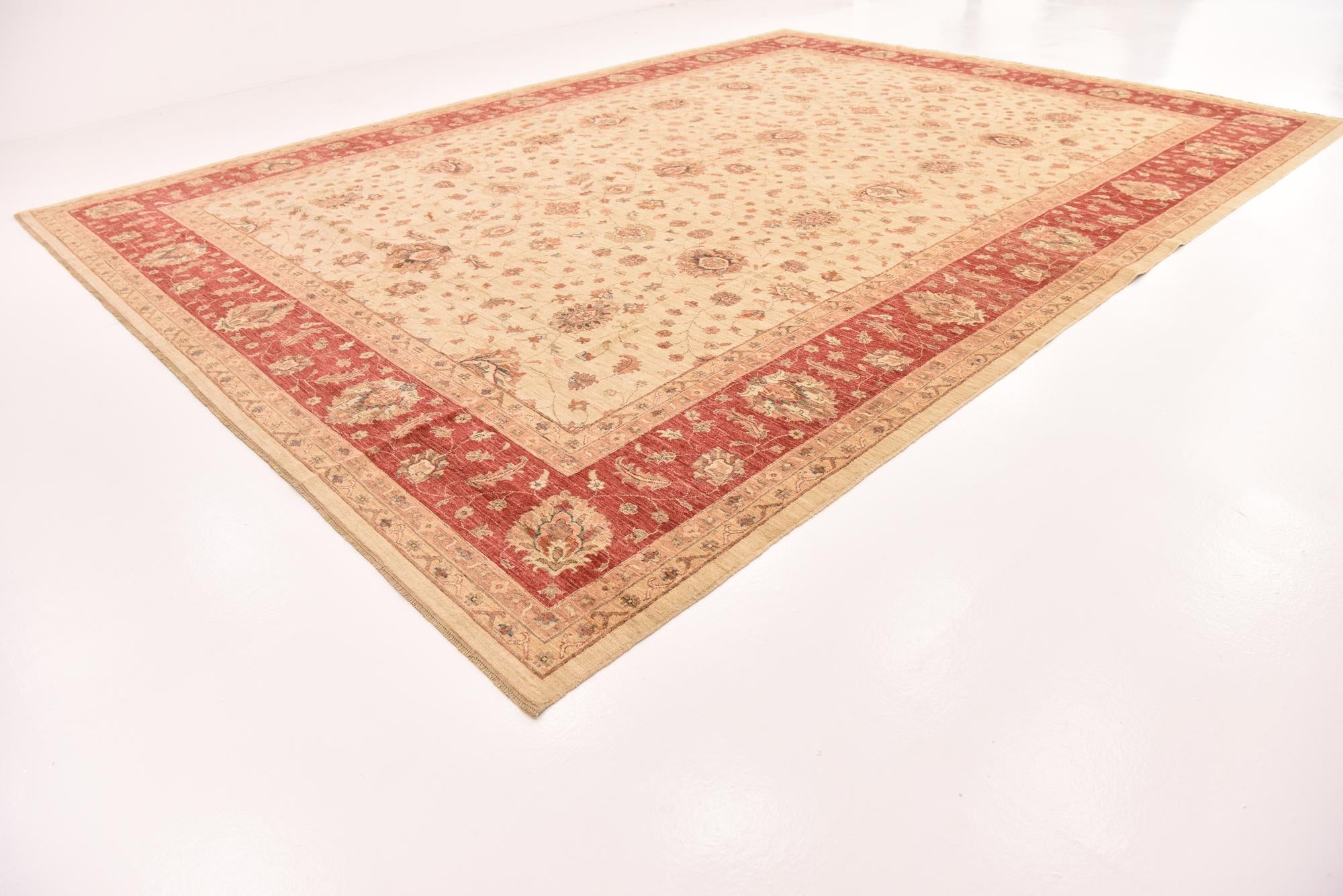 13' 2 x 17' 8 Hand Knotted Peshawar Ziegler Rug
