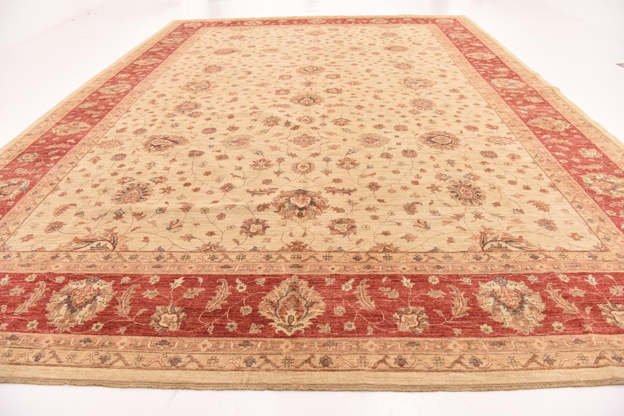 13' 2 x 17' 8 Hand Knotted Peshawar Ziegler Rug
