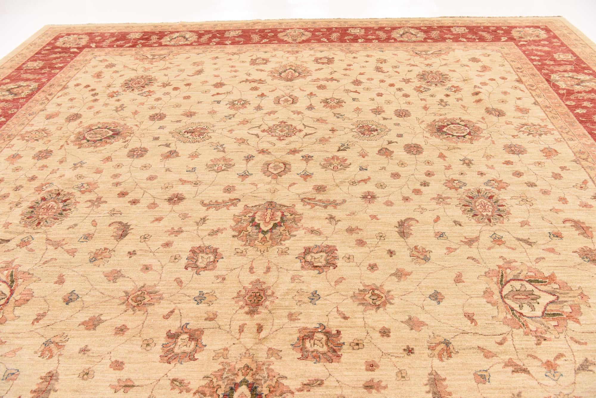 13' 2 x 17' 8 Hand Knotted Peshawar Ziegler Rug