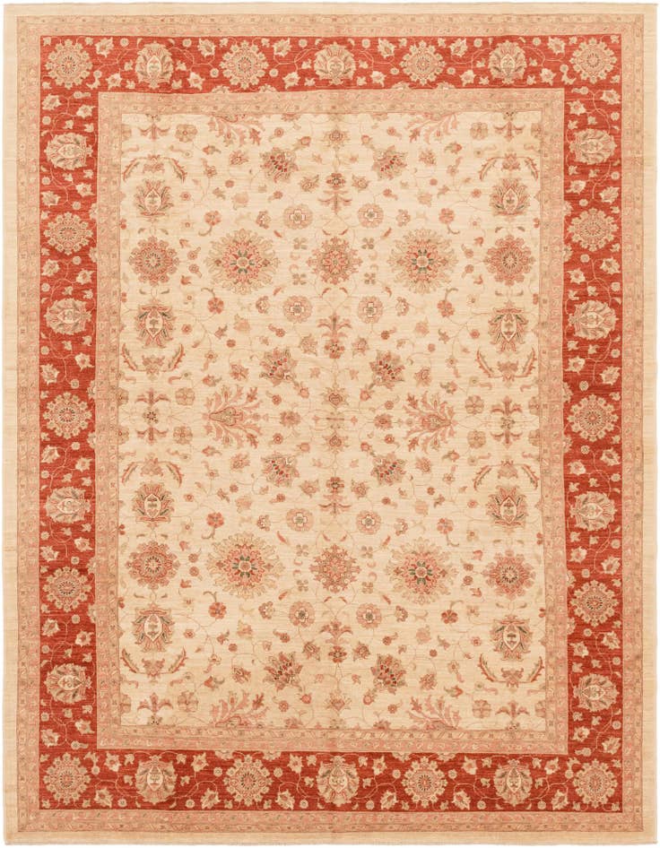 Detail image of 10' 1 x 12' 11 Hand Knotted Peshawar Ziegler Rug