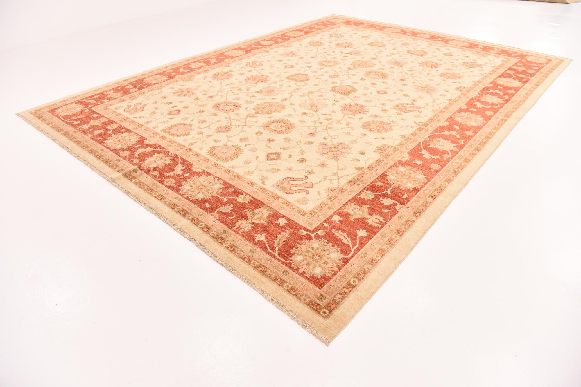 10' x 13' 9 Hand Knotted Peshawar Ziegler Rug